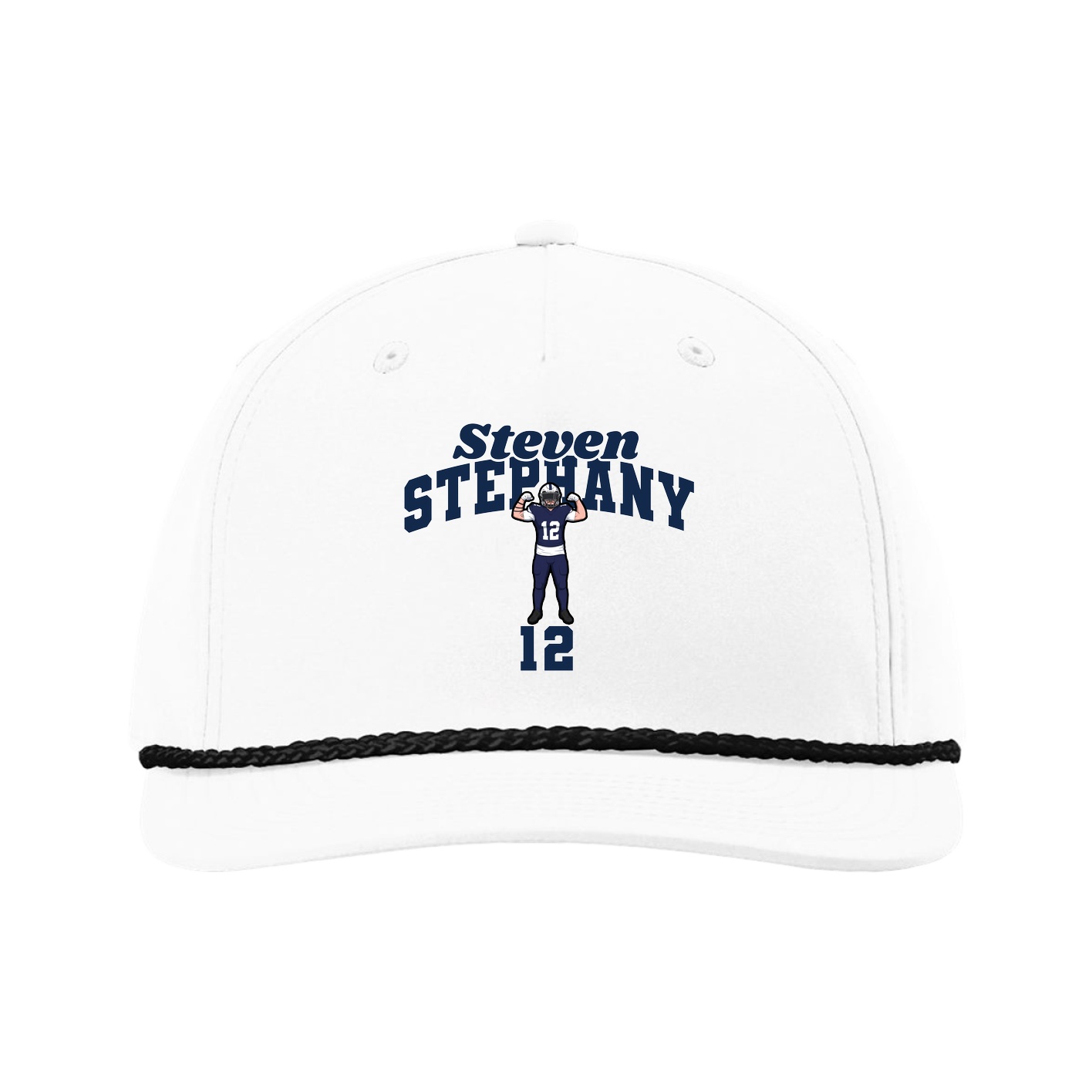 Five-Panel Classic Rope Cap — Signature Arch in White