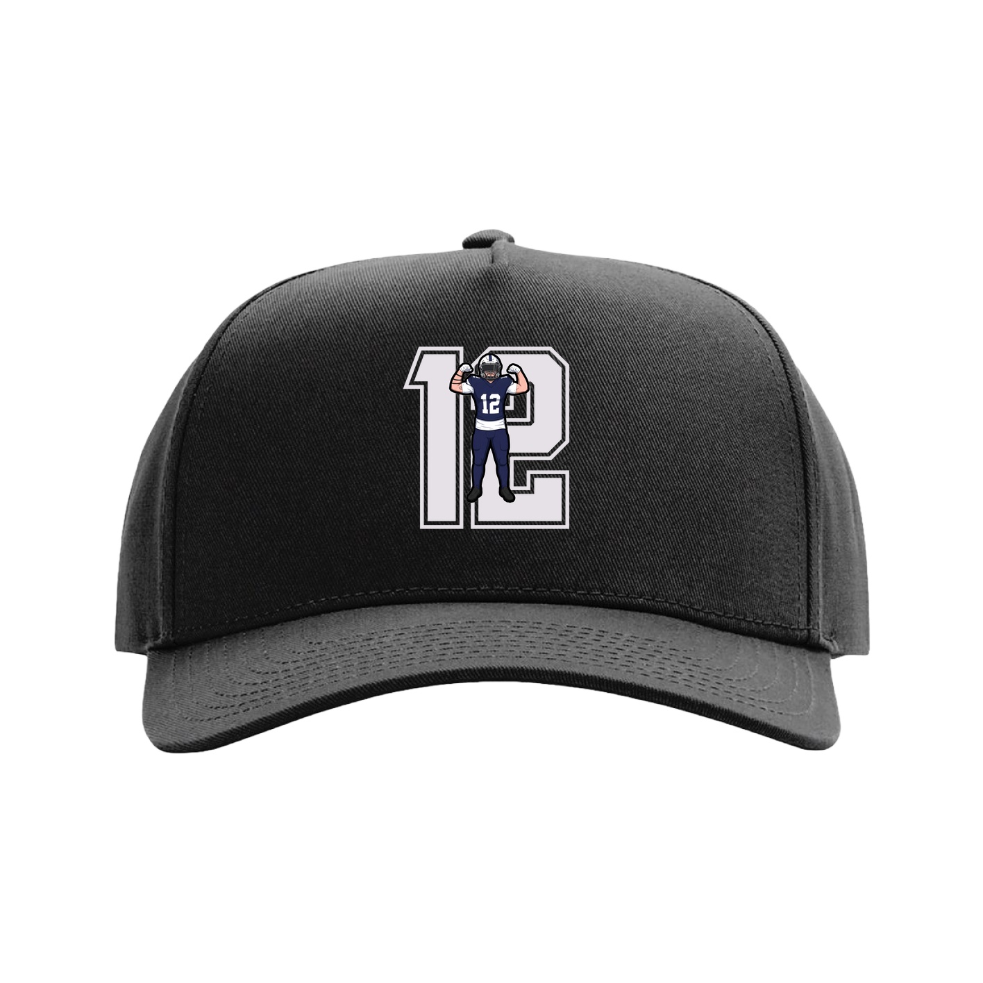 Full Fabric Five-Panel Champ Cap — Number in Black