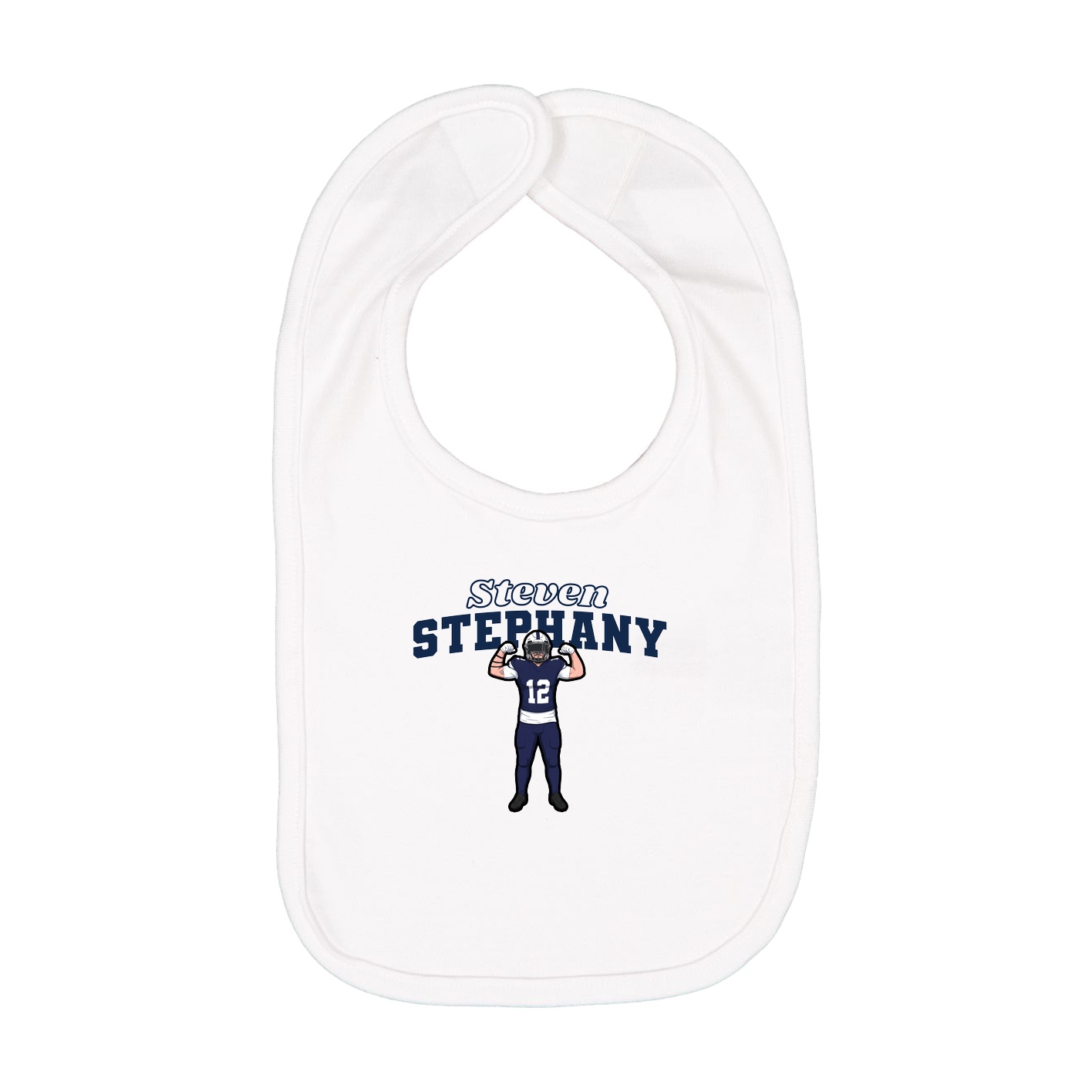 Infant Bib — Name Arch in White