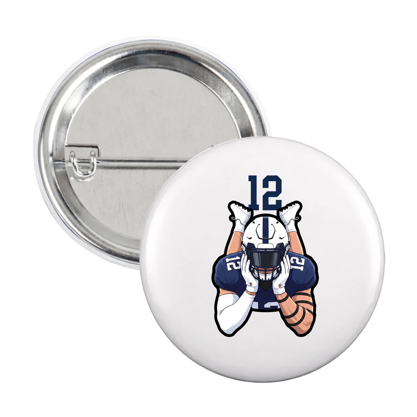 Game Day Button — Number Top in White