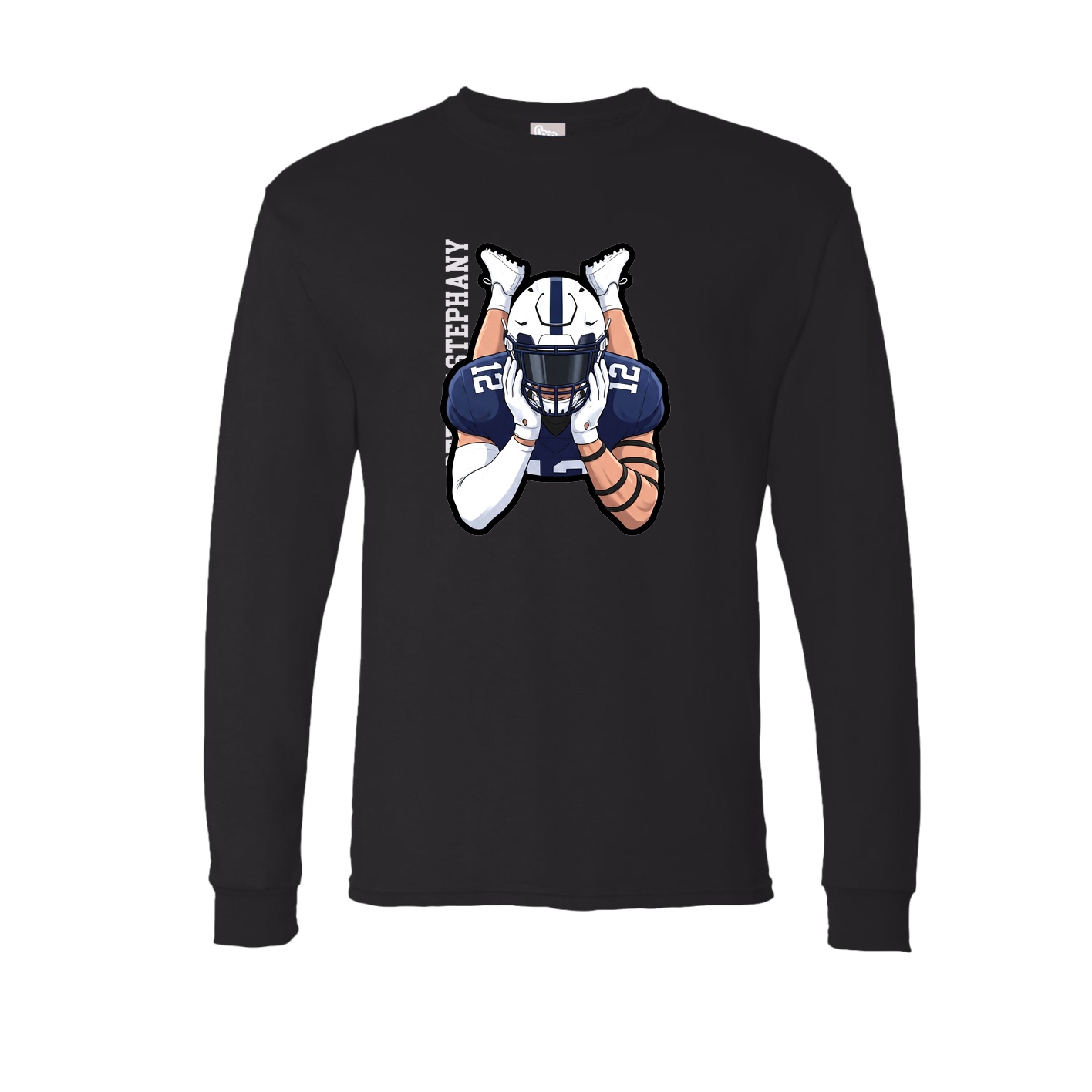 Long Sleeve Tee — Name Vertical in Black