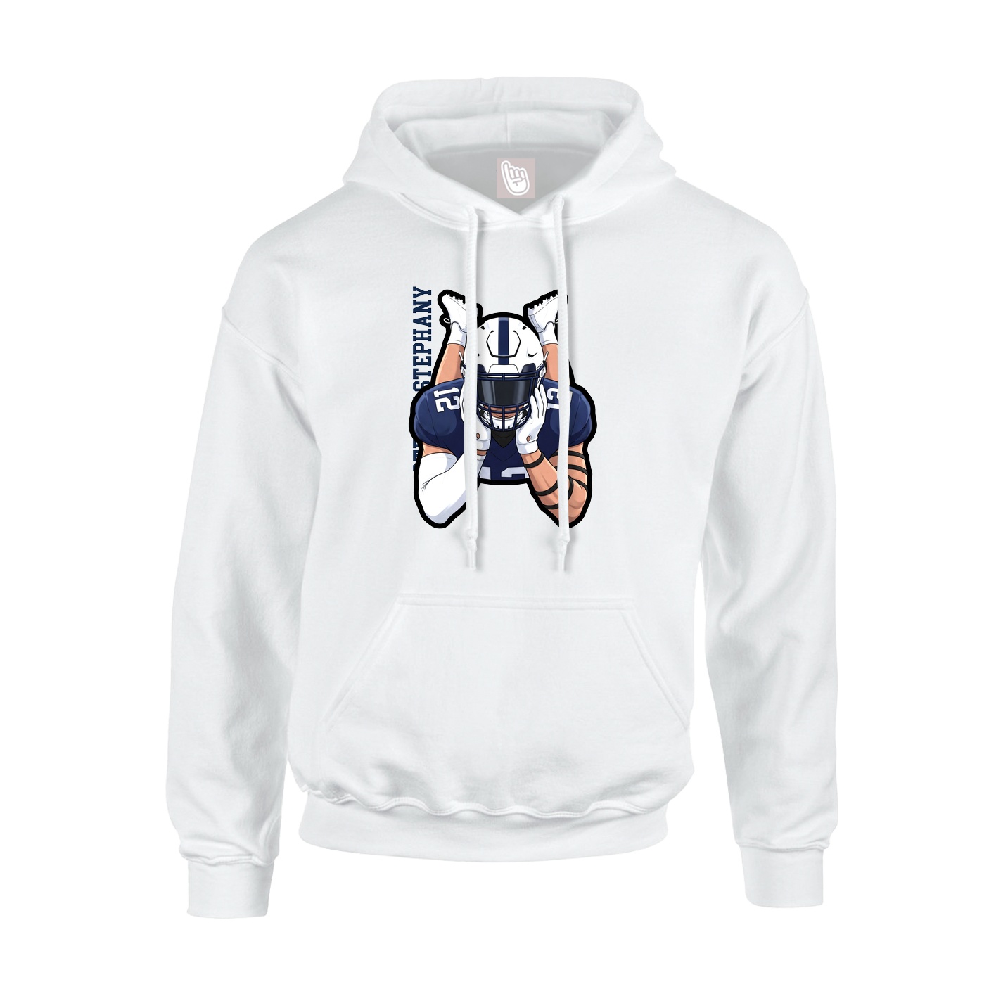 Youth Hoodie — Name Vertical in White