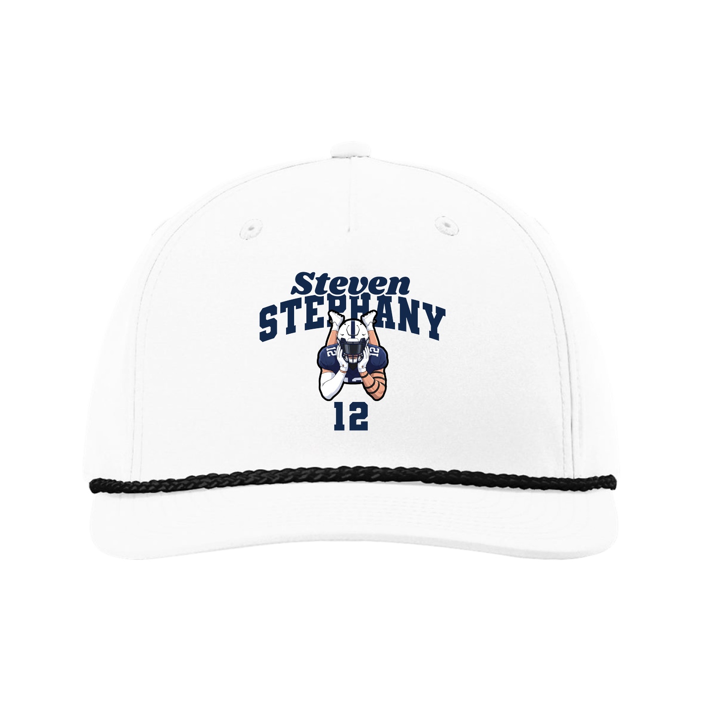 Five-Panel Classic Rope Cap — Signature Arch in White
