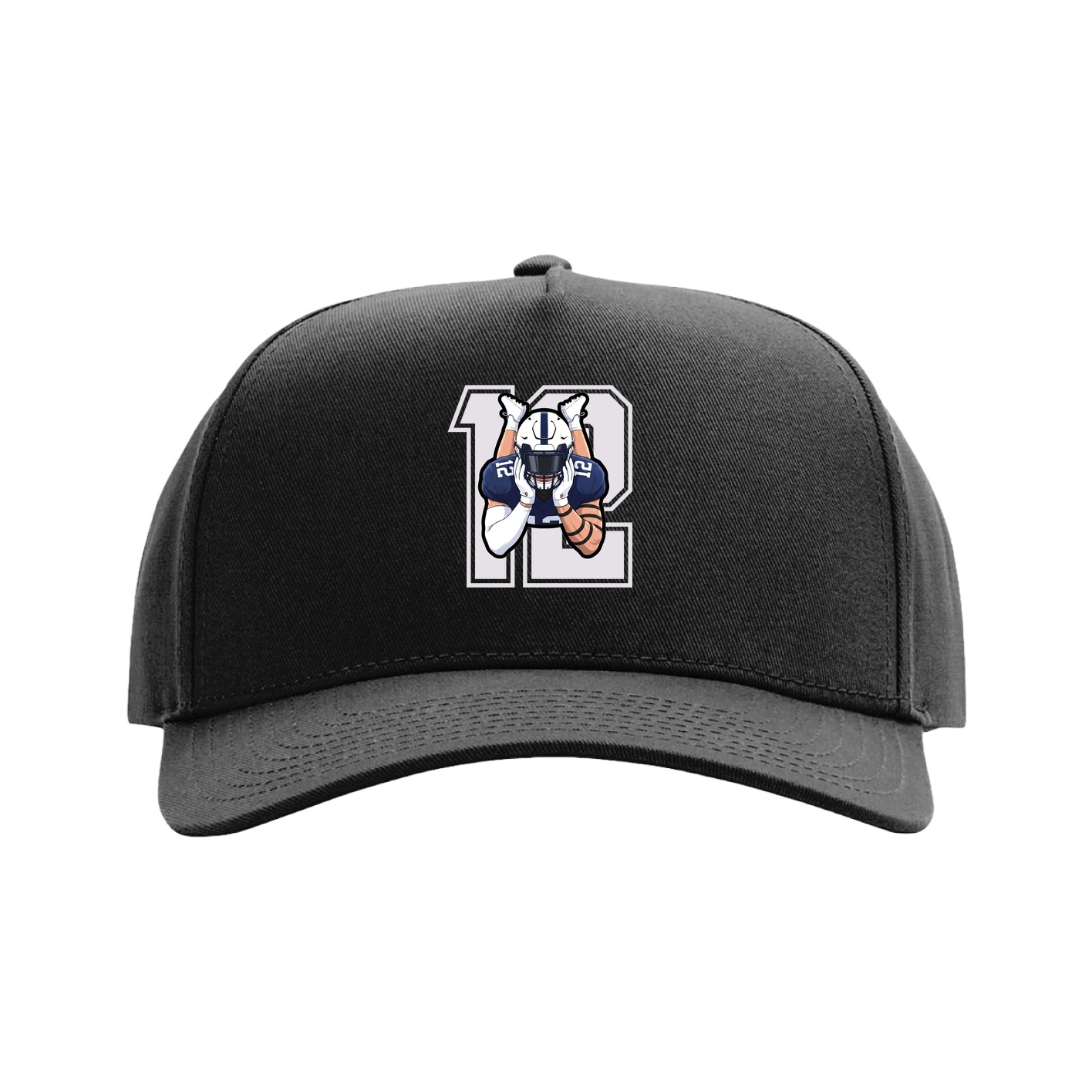 Full Fabric Five-Panel Champ Cap — Number in Black