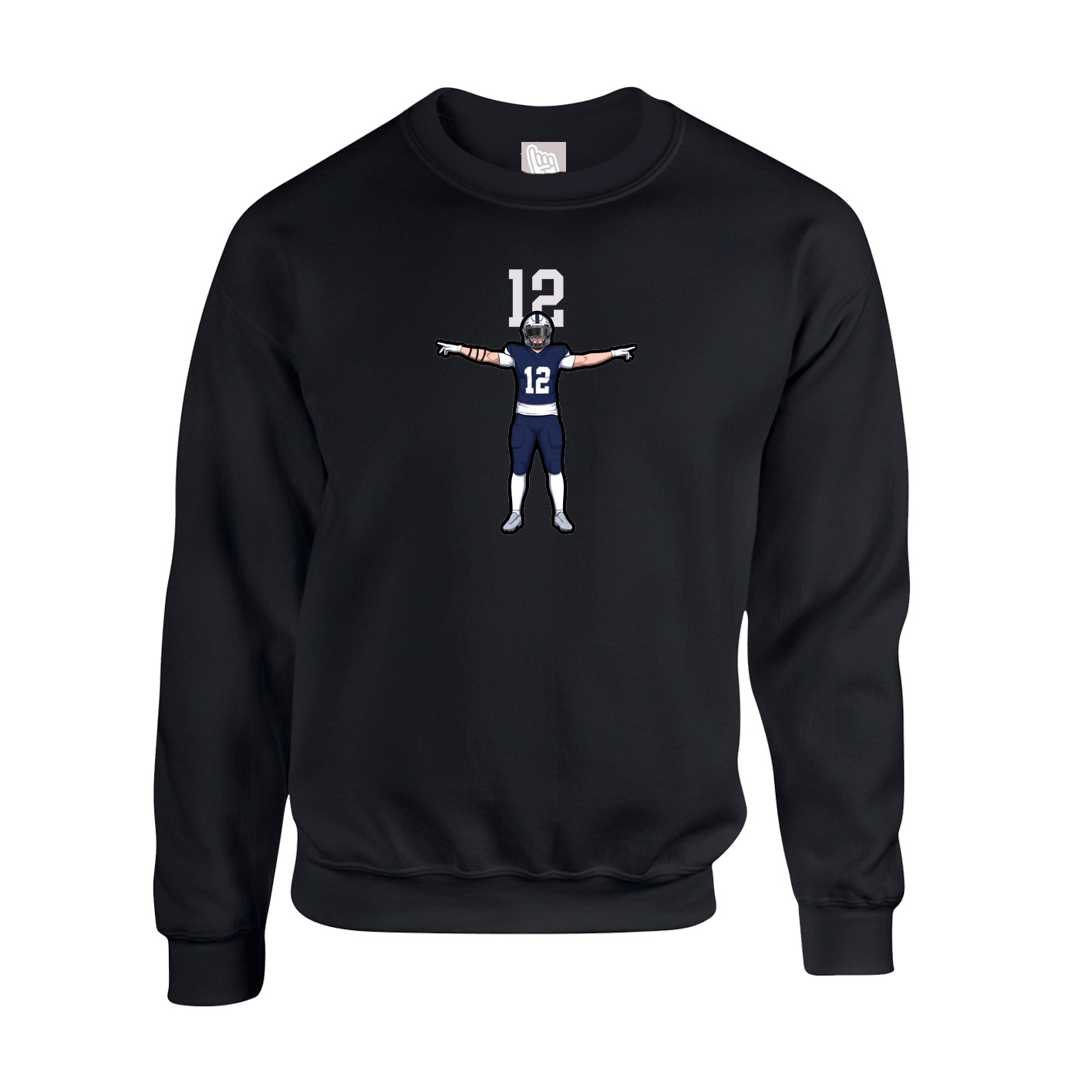 Fleece Crew — Number Top in Black