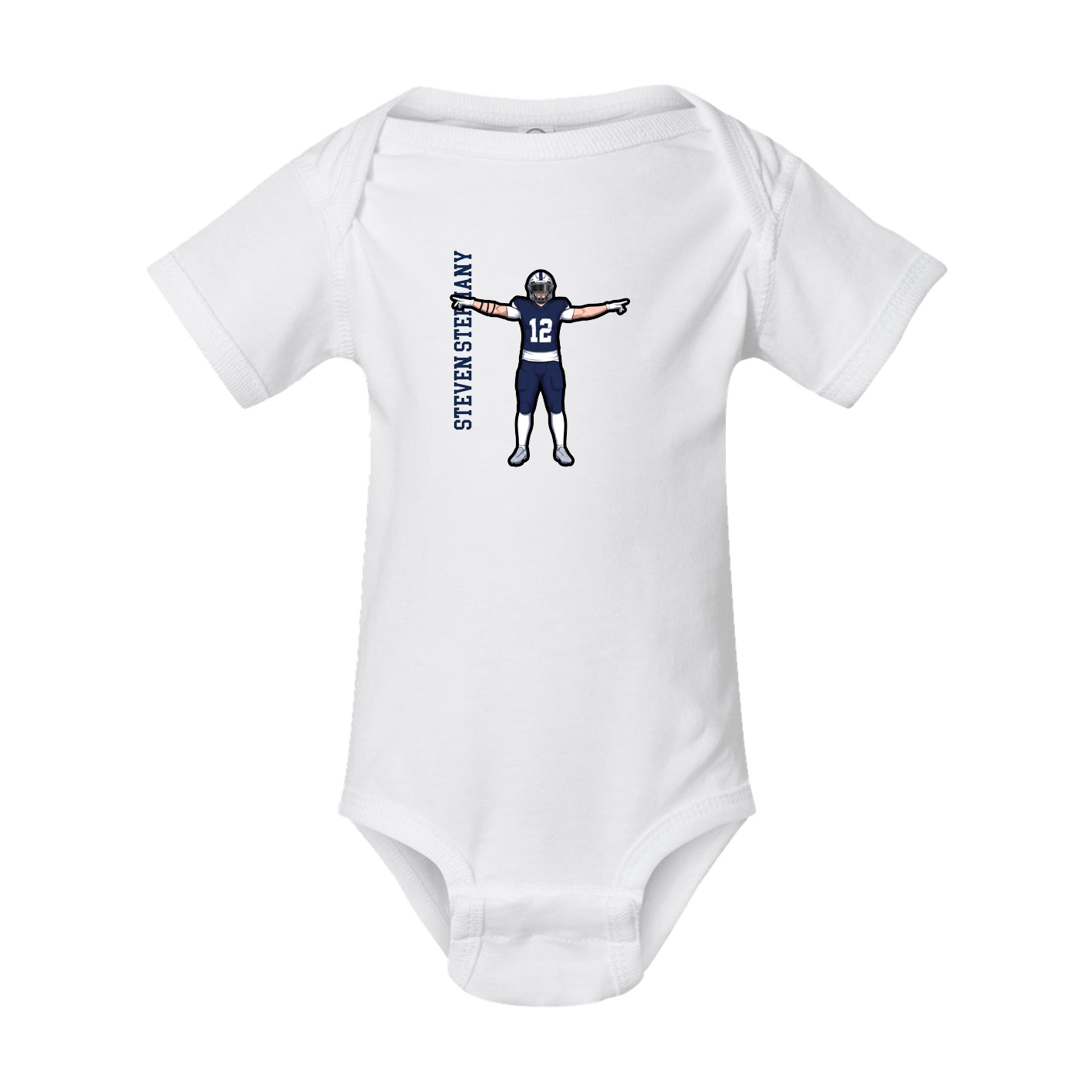 Baby Onesie — Name Vertical in White