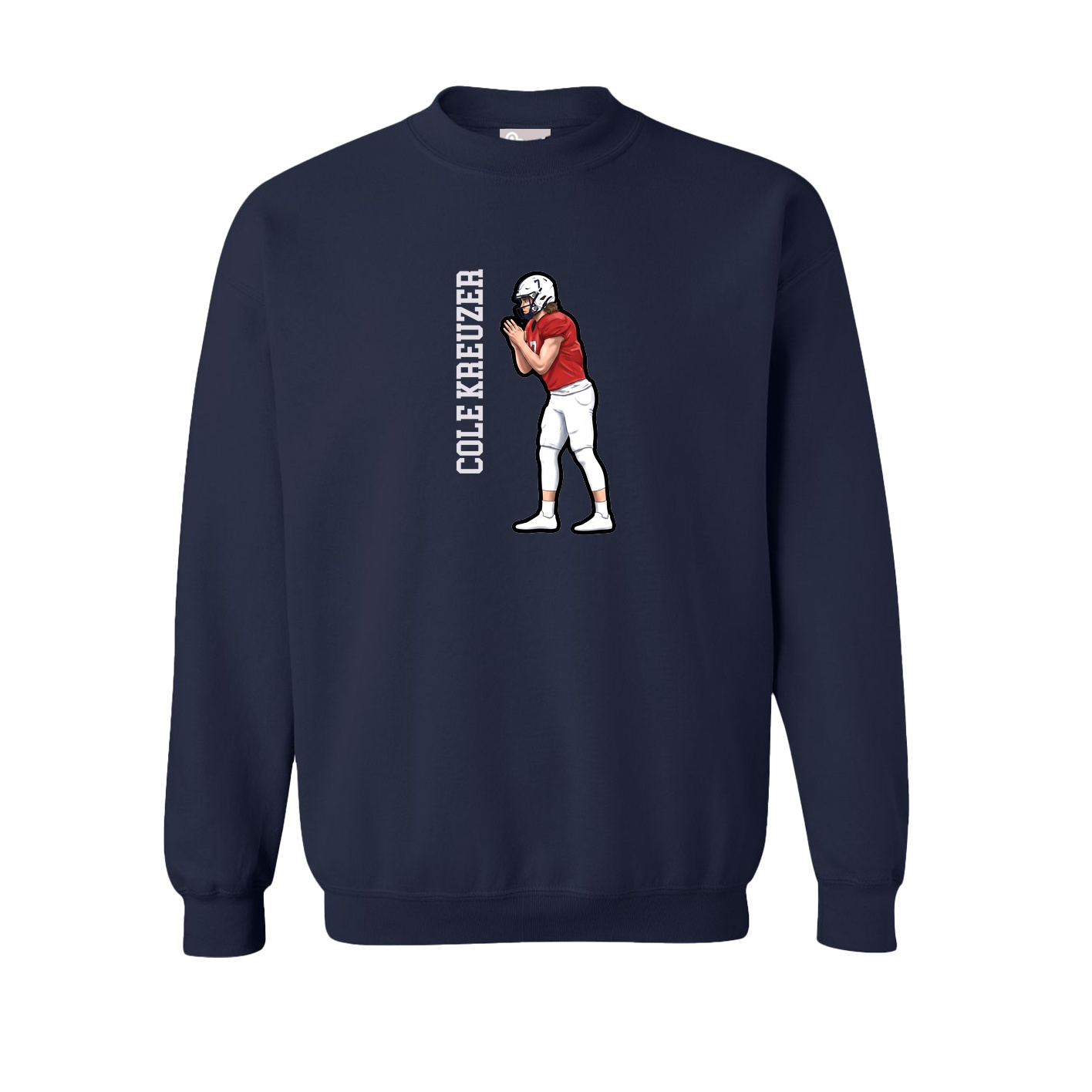 Fleece Crew — Name Vertical in Navy