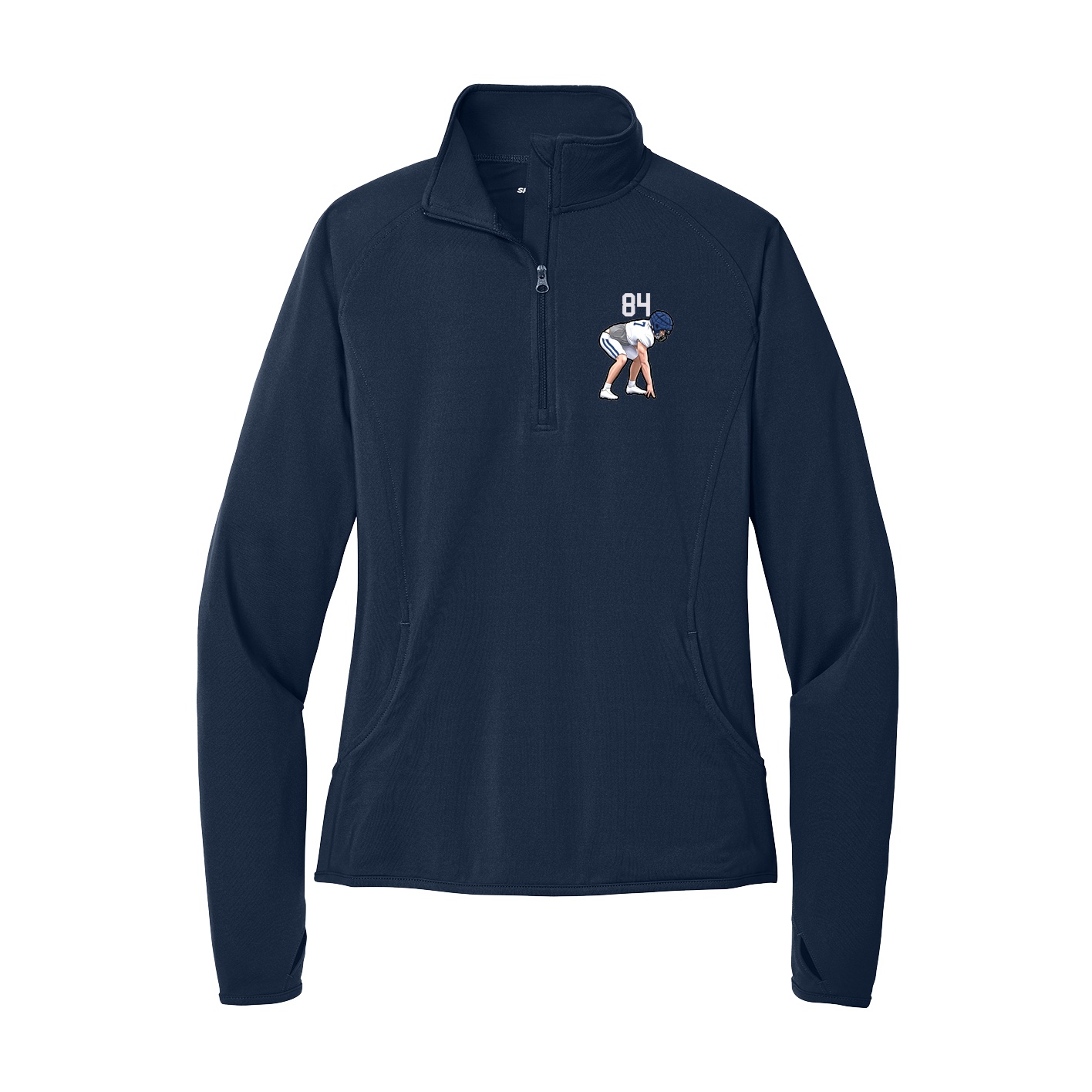 Women's Q-Zip Pullover — Number Top in Navy