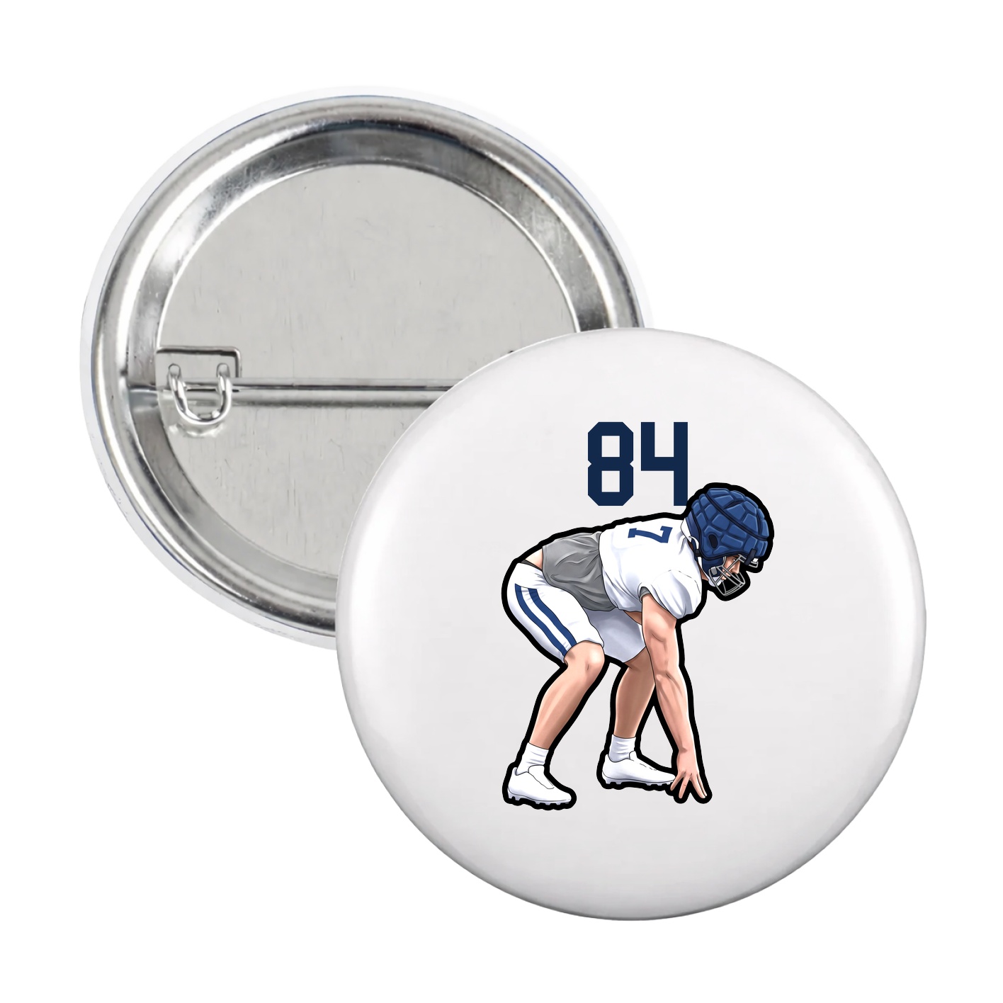 Game Day Button — Number Top in White
