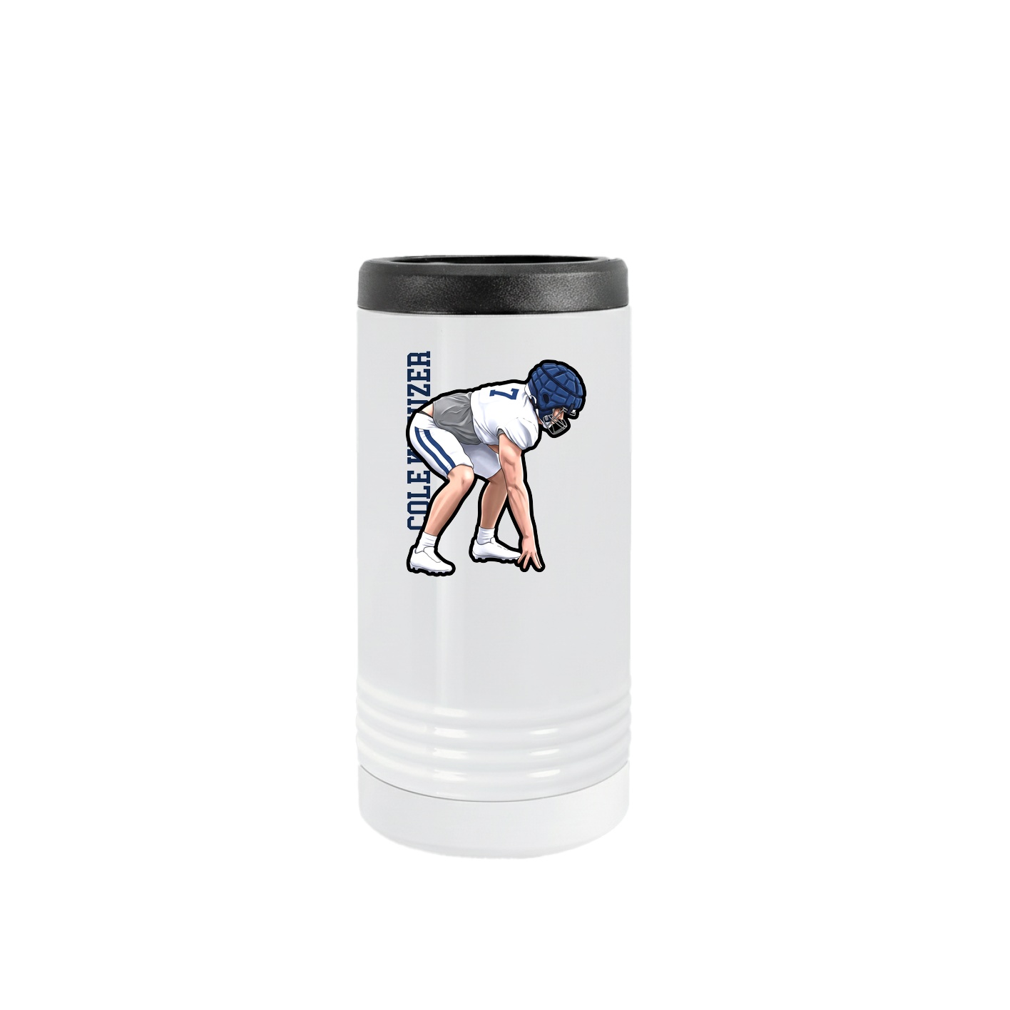 Slim Beverage Holder — Name Vertical in White
