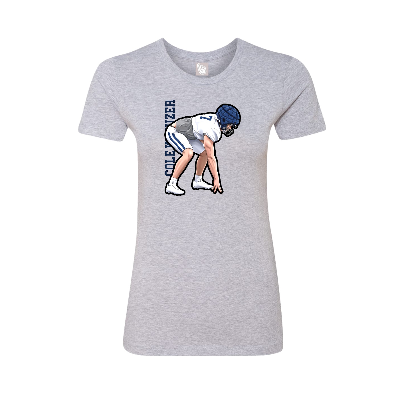 Fitted Women's Tee — Name Vertical in Grey