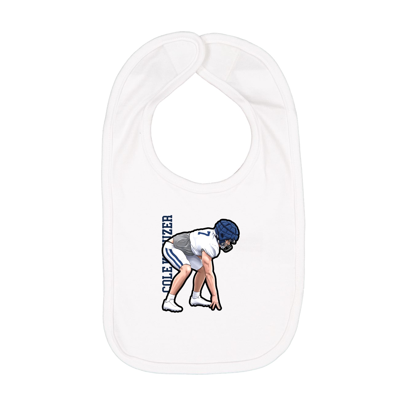 Infant Bib — Name Vertical in White