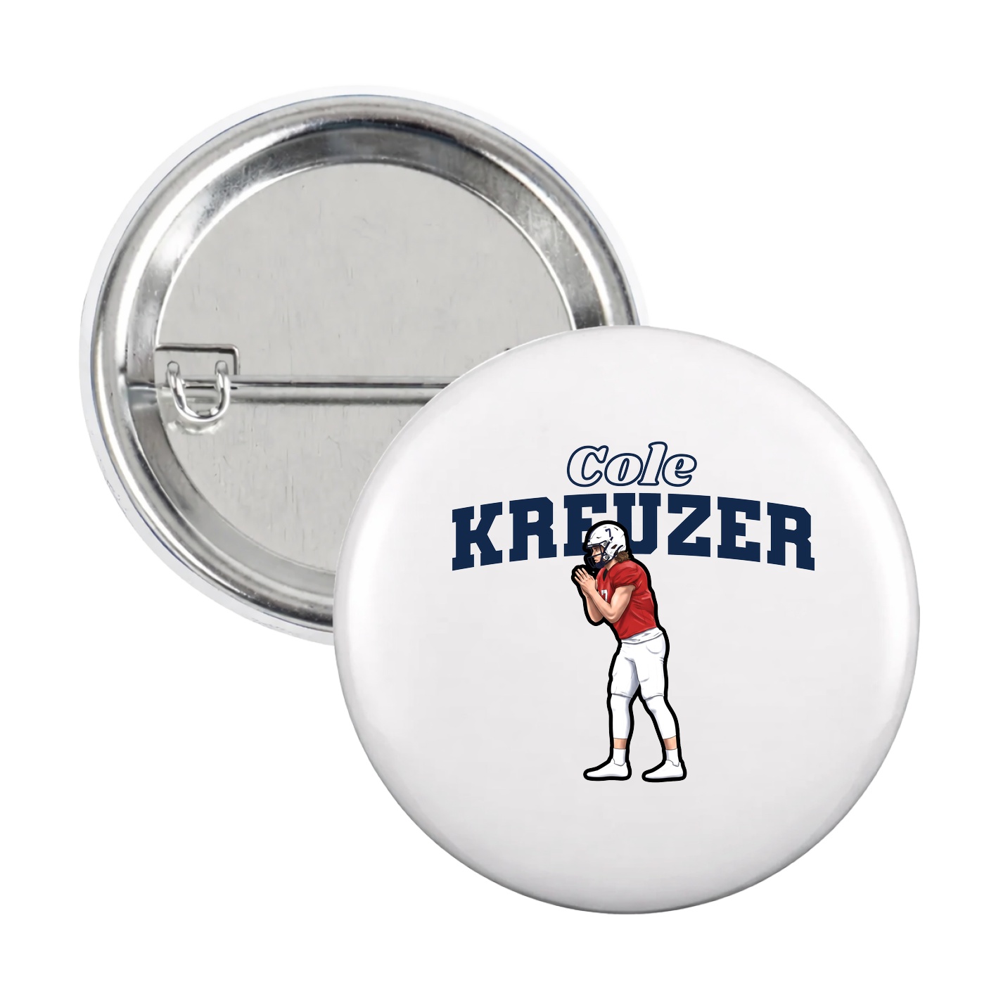 Game Day Button — Name Arch in White