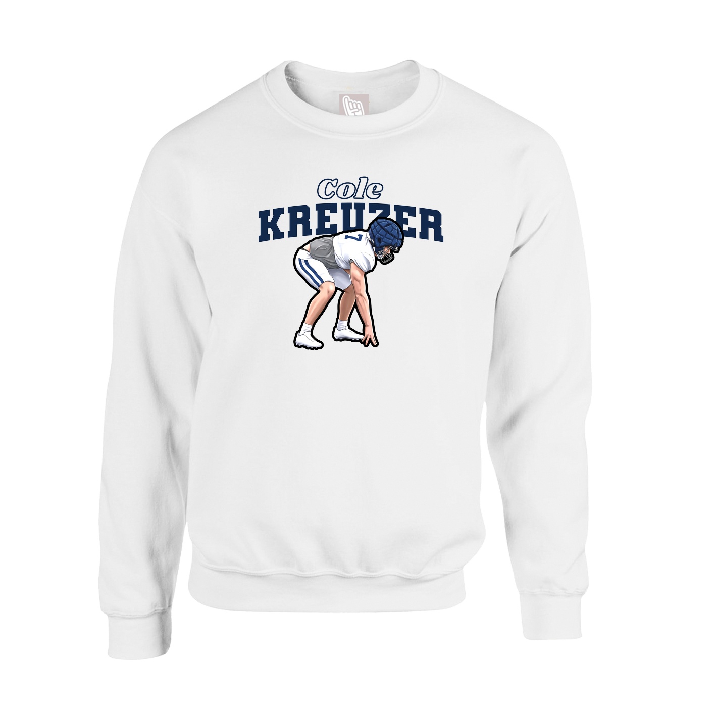 Fleece Crew — Name Arch in White