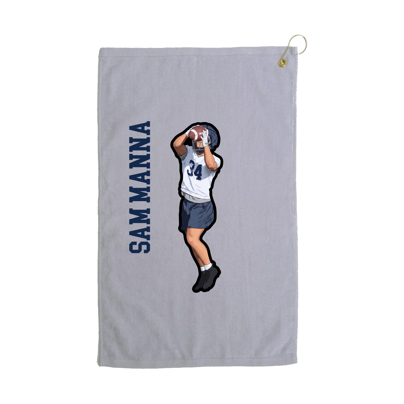Golf Towel — Name Vertical in Grey