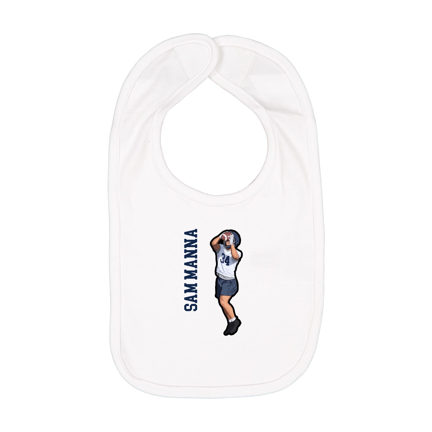 Infant Bib — Name Vertical in White