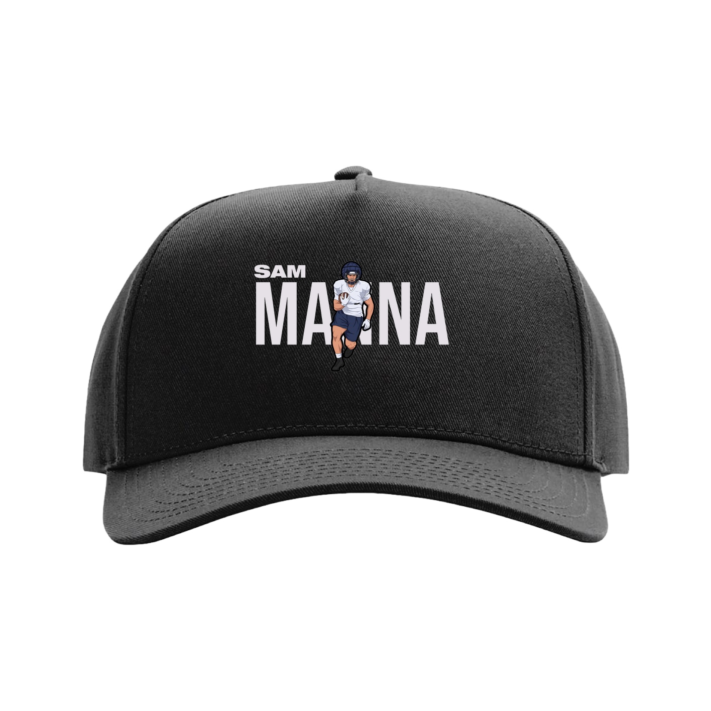 Full Fabric Five-Panel Champ Cap — Player Name in Black