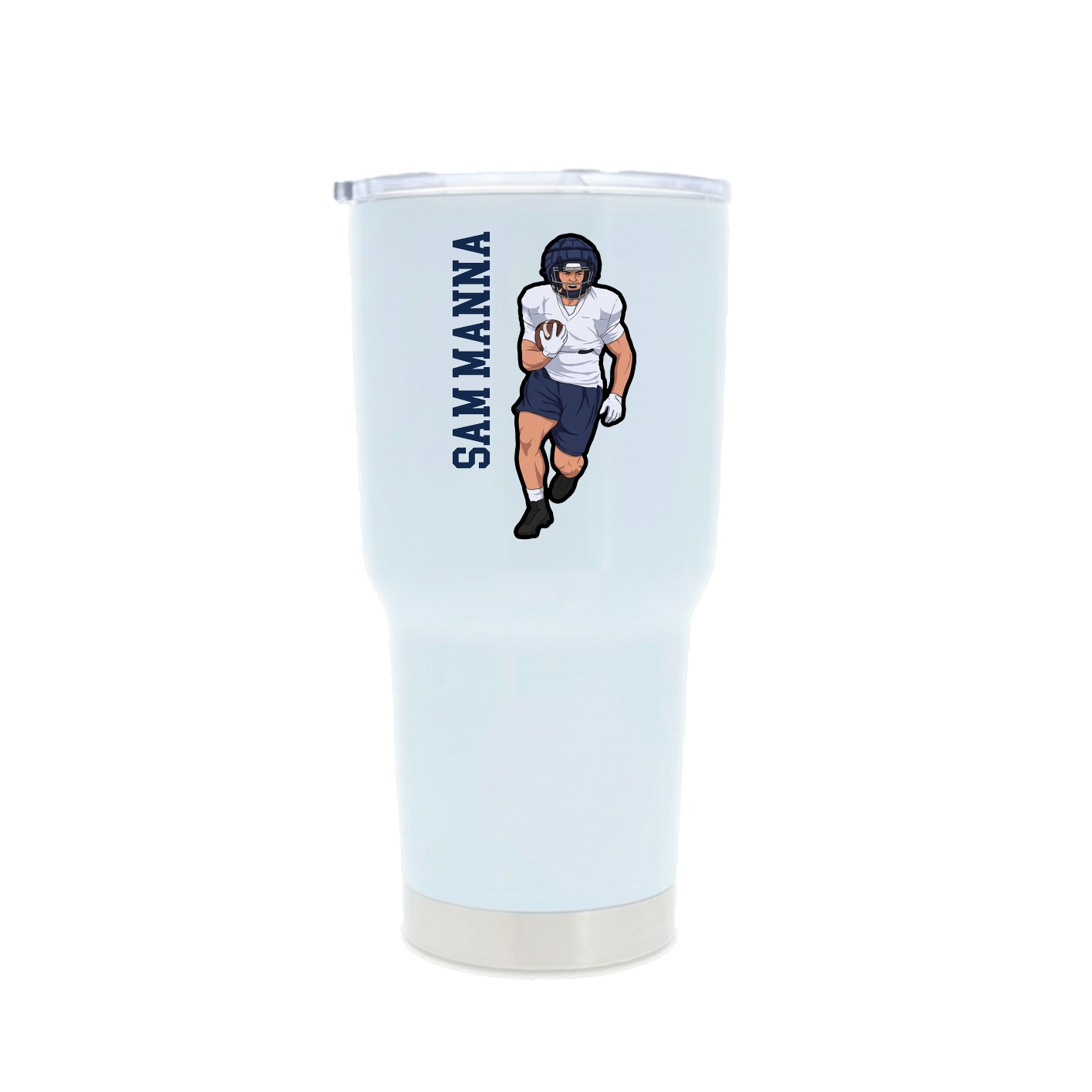 30oz Stainless Steel Tumbler — Name Vertical in White