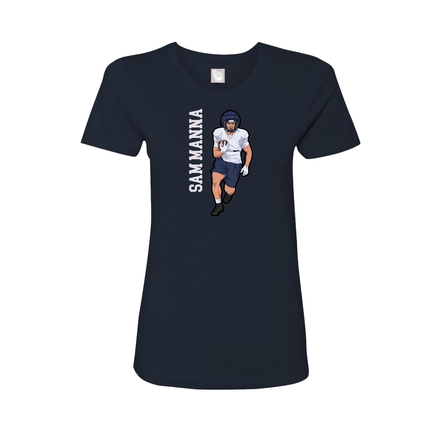 Fitted Women's Tee — Name Vertical in Navy