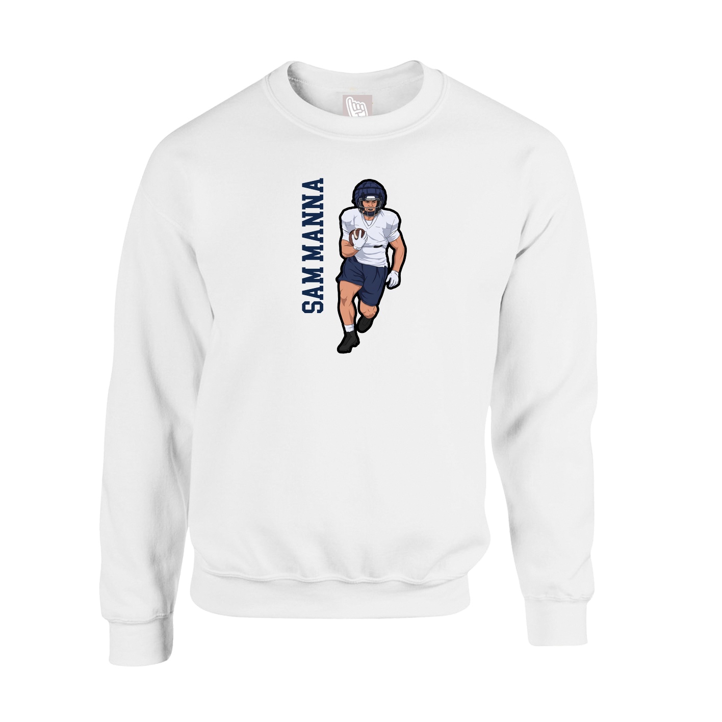 Fleece Crew — Name Vertical in White