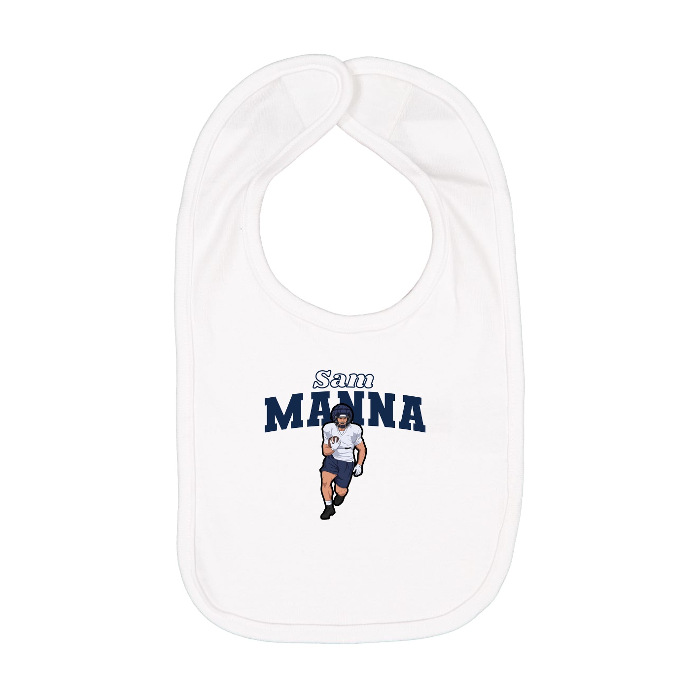 Infant Bib — Name Arch in White