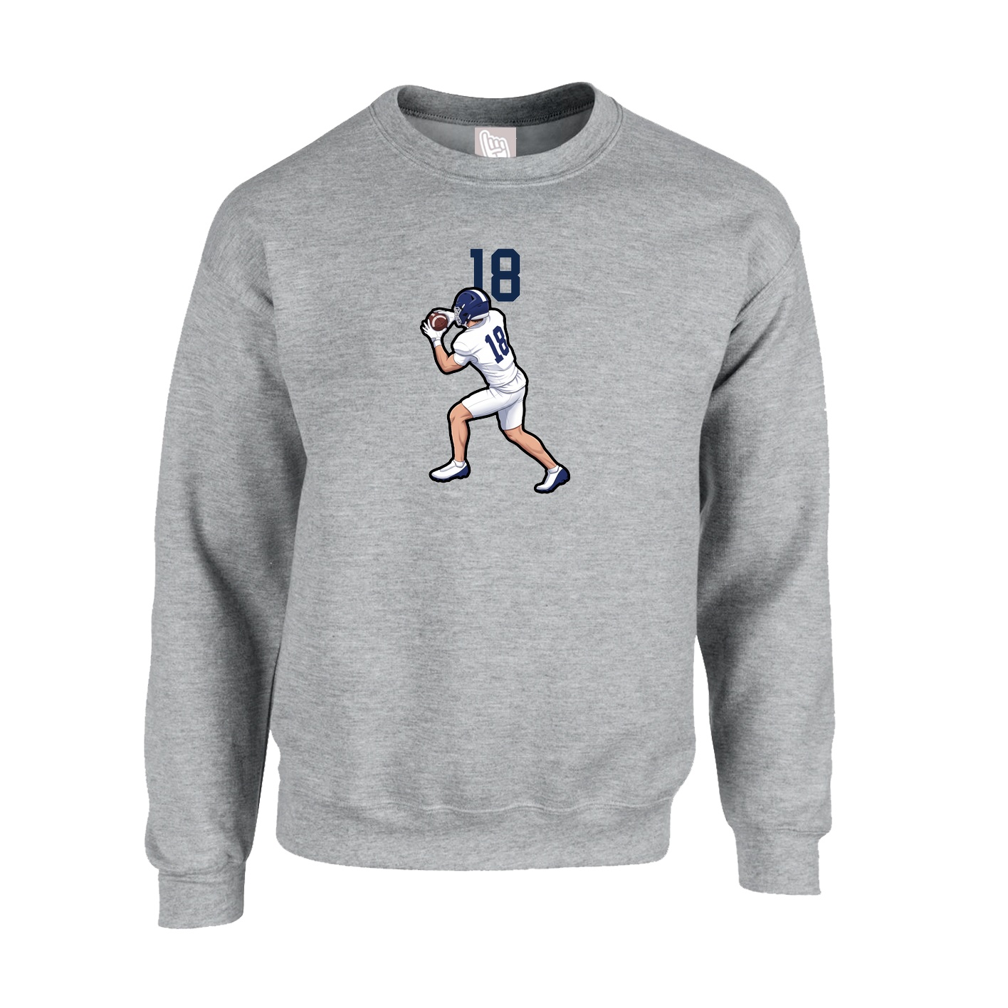 Fleece Crew — Number Top in Grey
