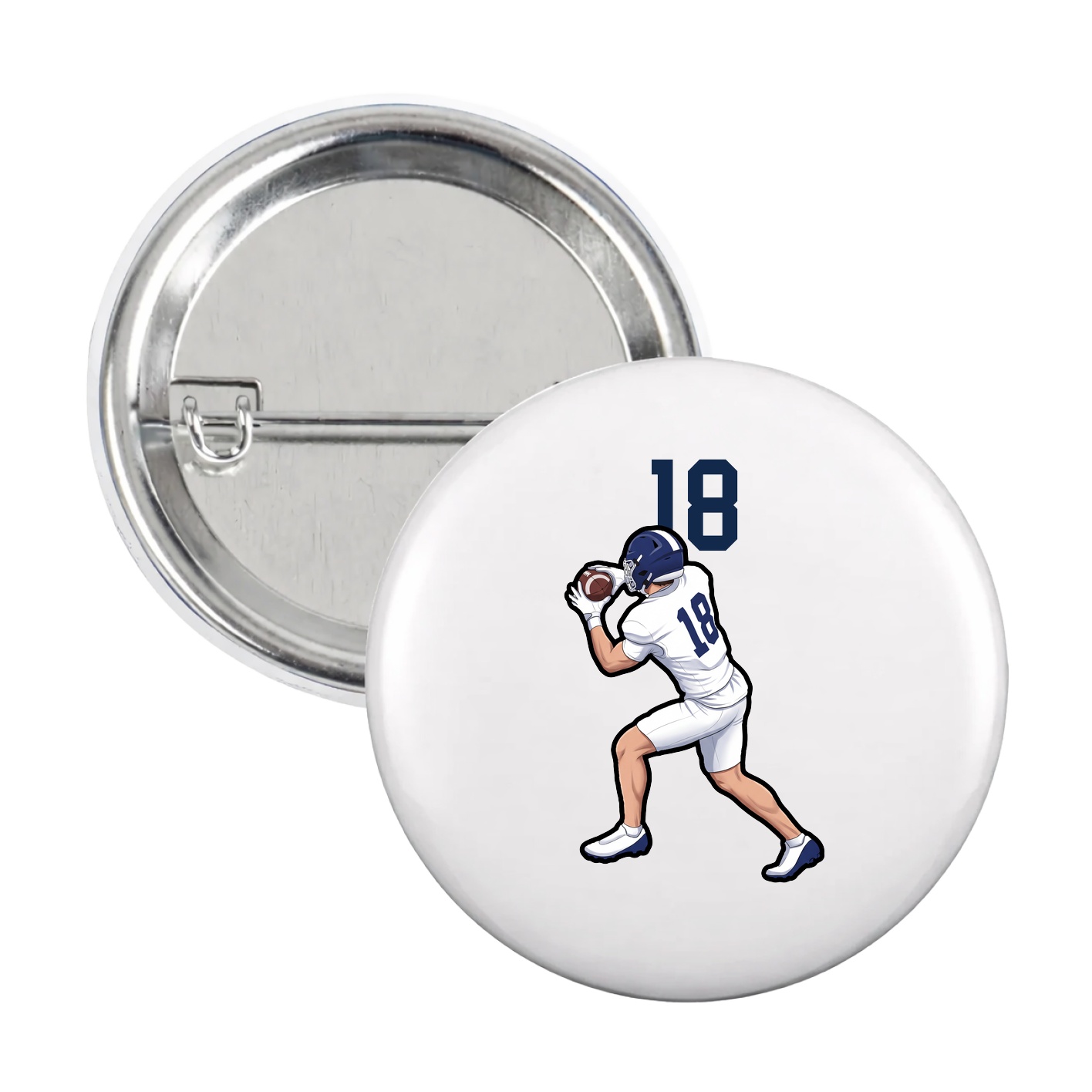 Game Day Button — Number Top in White