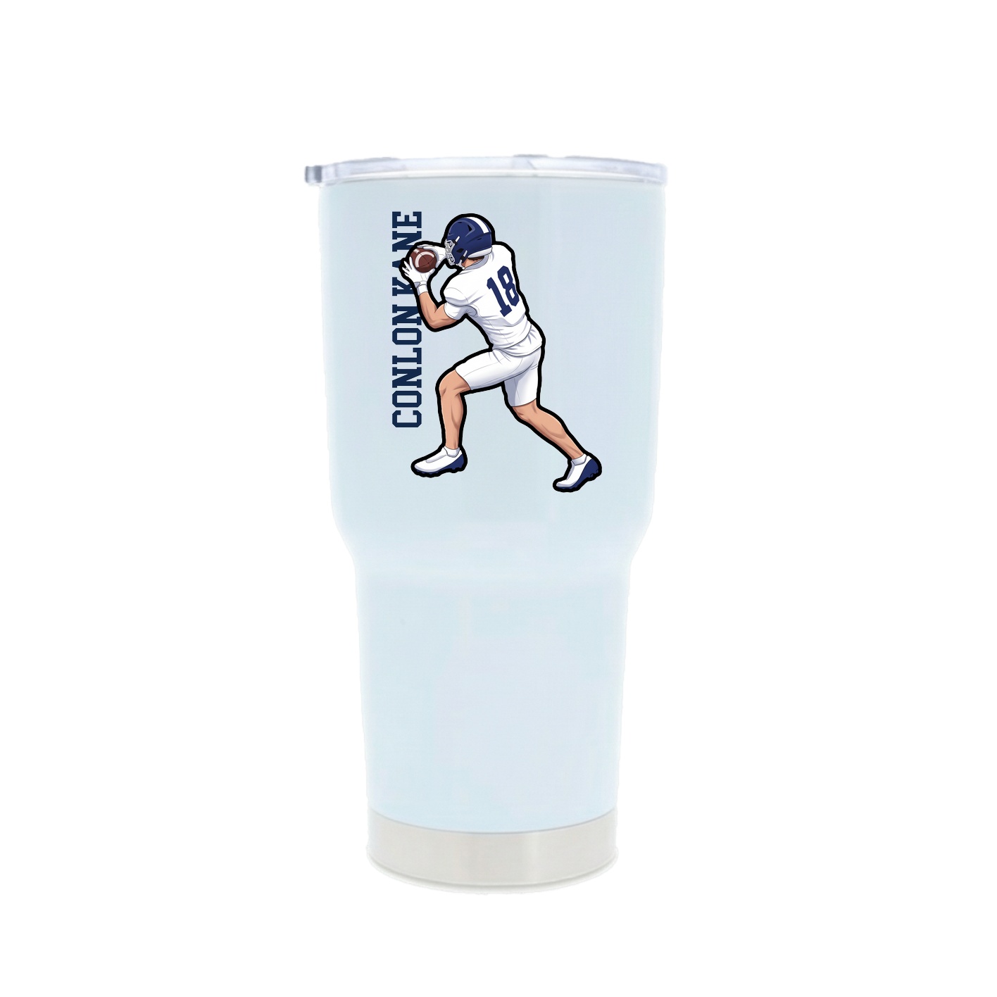 30oz Stainless Steel Tumbler — Name Vertical in White