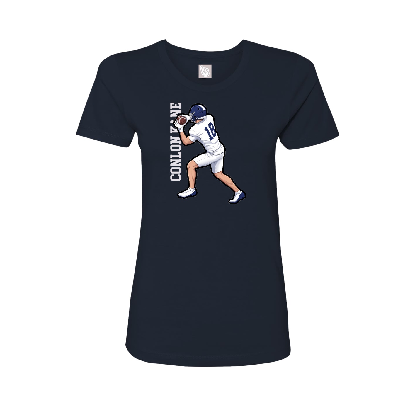 Fitted Women's Tee — Name Vertical in Navy