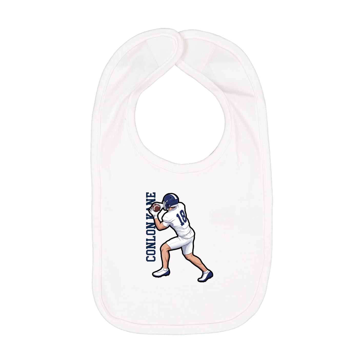Infant Bib — Name Vertical in White