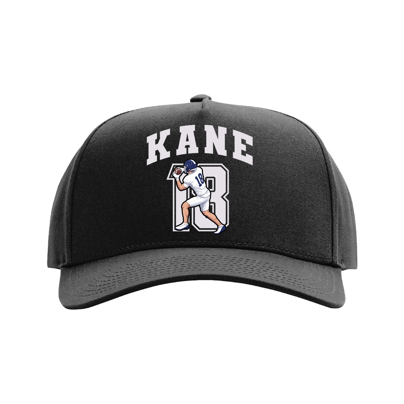 Full Fabric Five-Panel Champ Cap — Number in Black