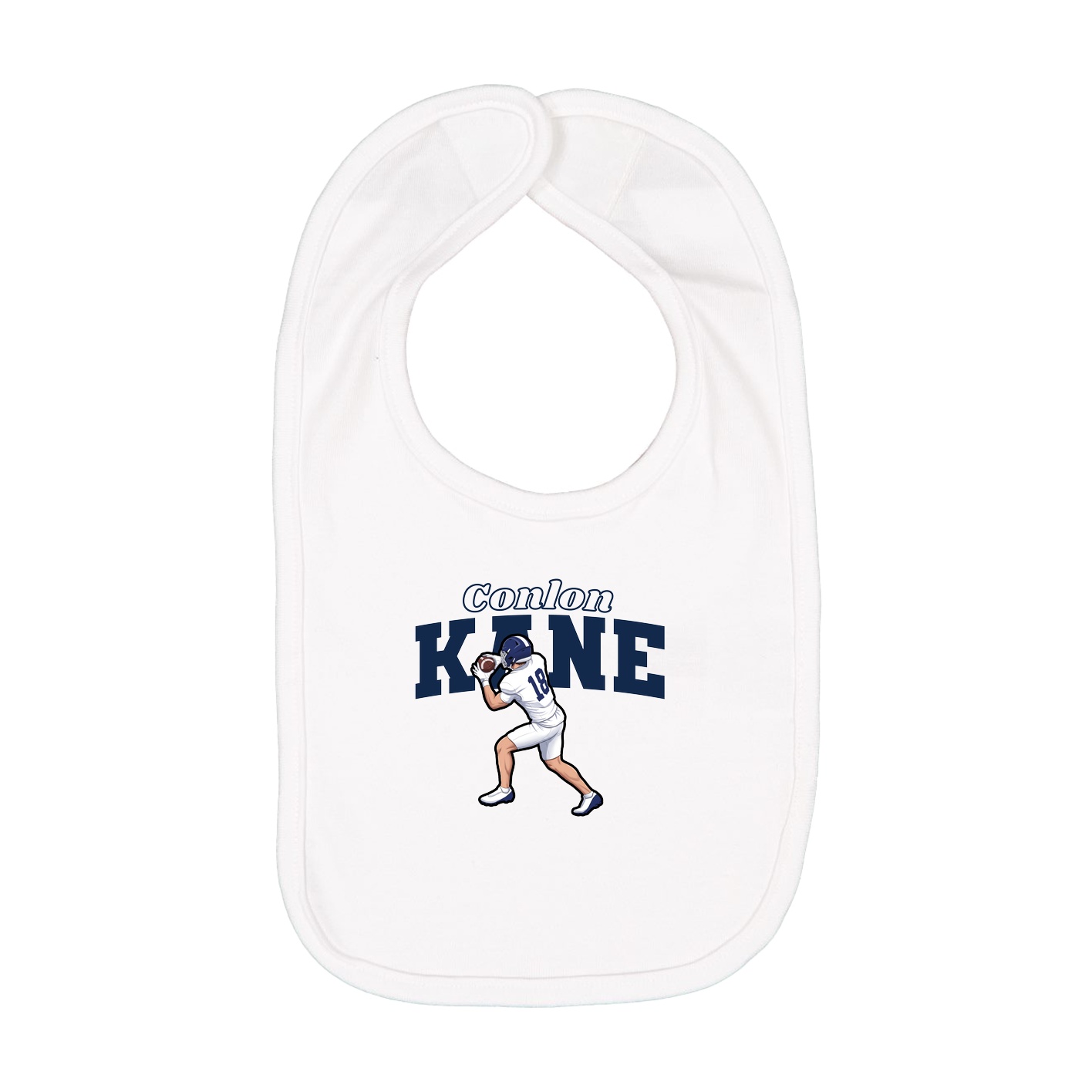 Infant Bib — Name Arch in White