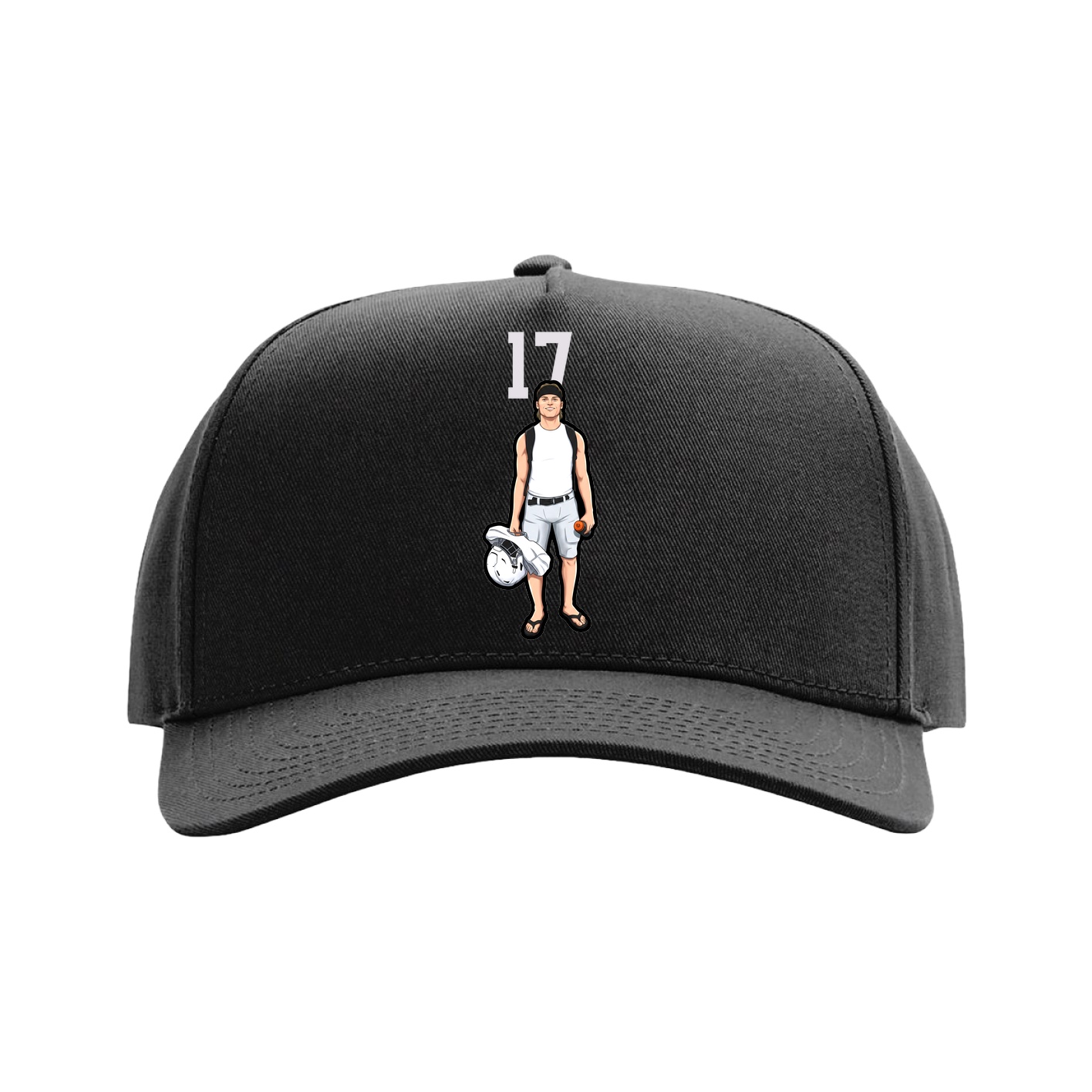 Full Fabric Five-Panel Champ Cap — Number Top in Black