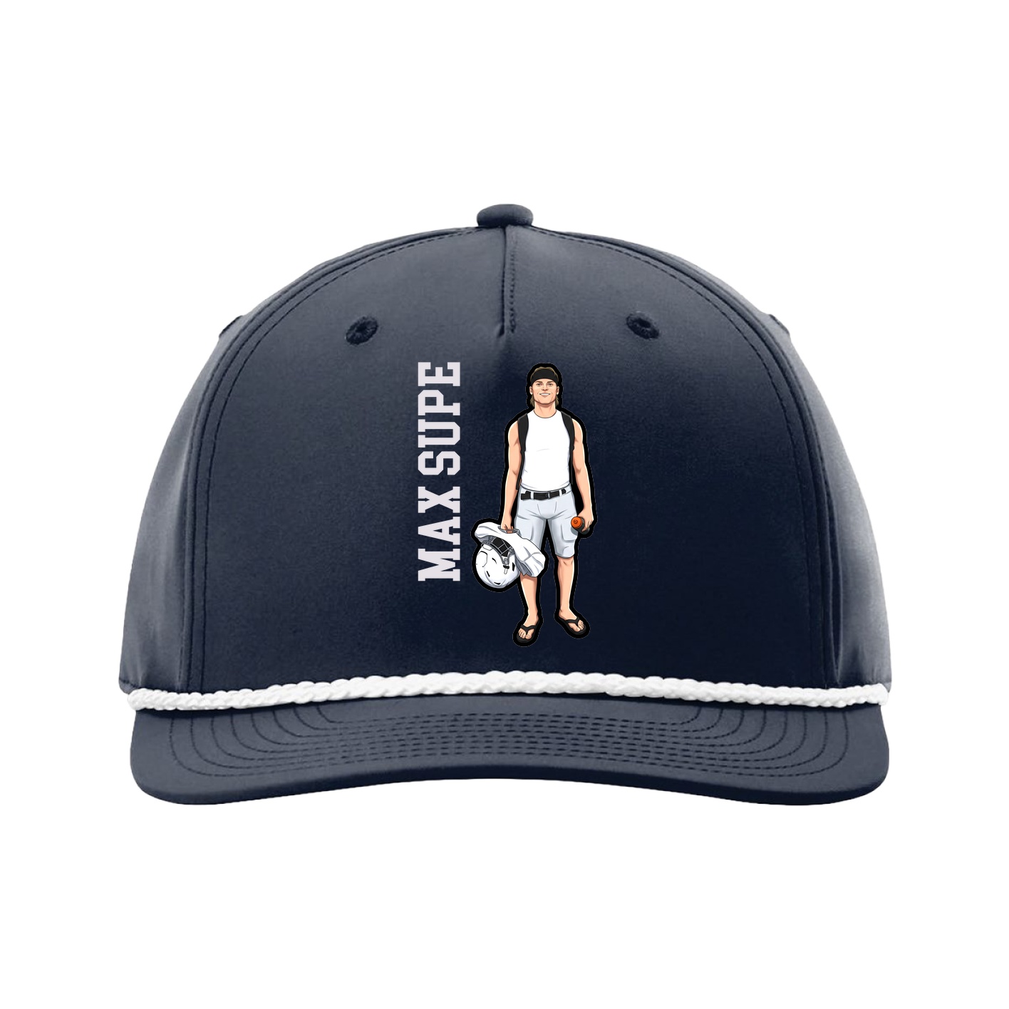 Five-Panel Classic Rope Cap — Name Vertical in Navy