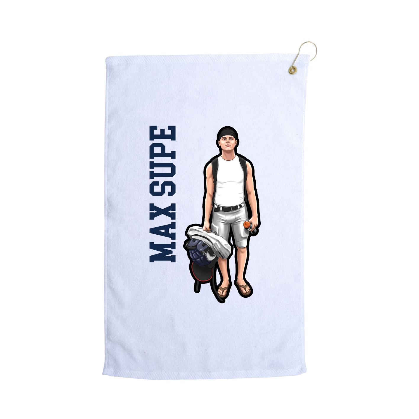 Golf Towel — Name Vertical in White