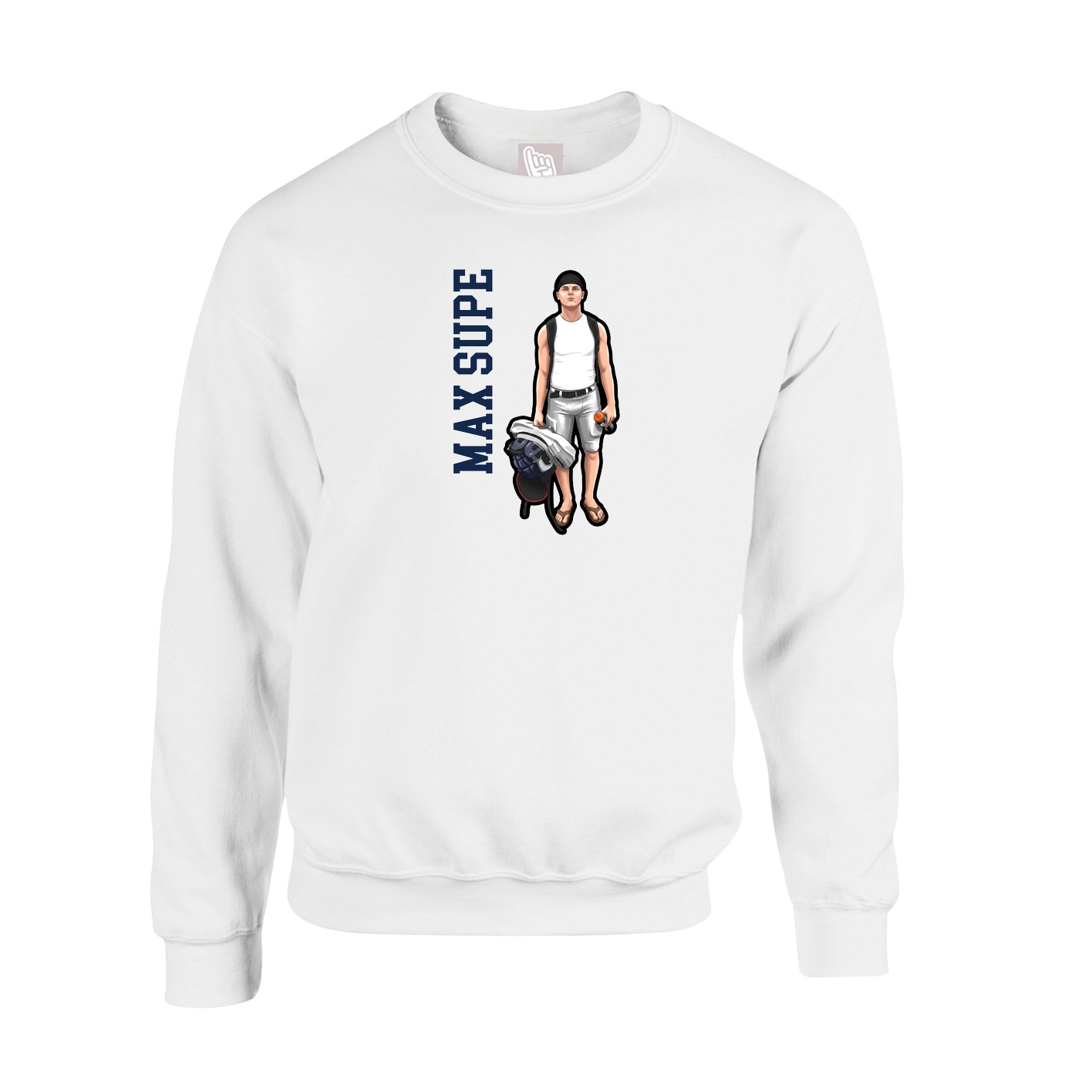Fleece Crew — Name Vertical in White