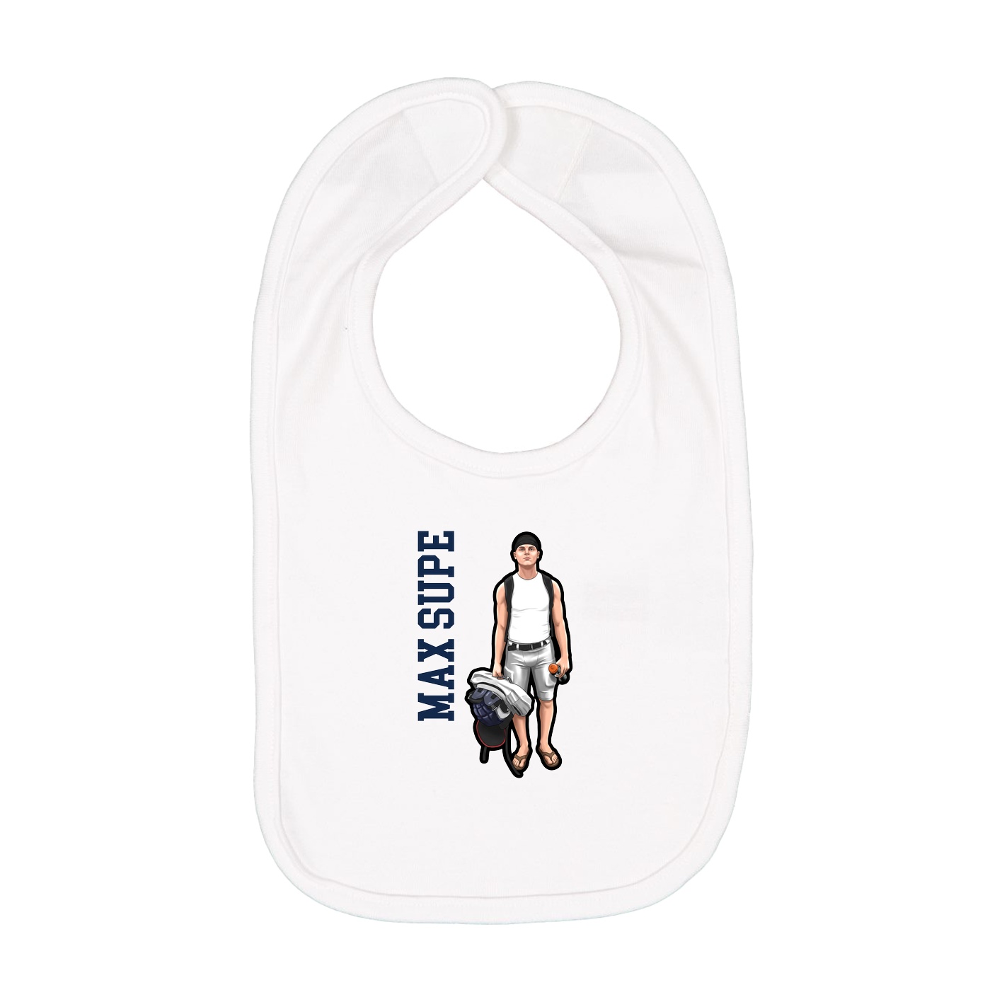 Infant Bib — Name Vertical in White