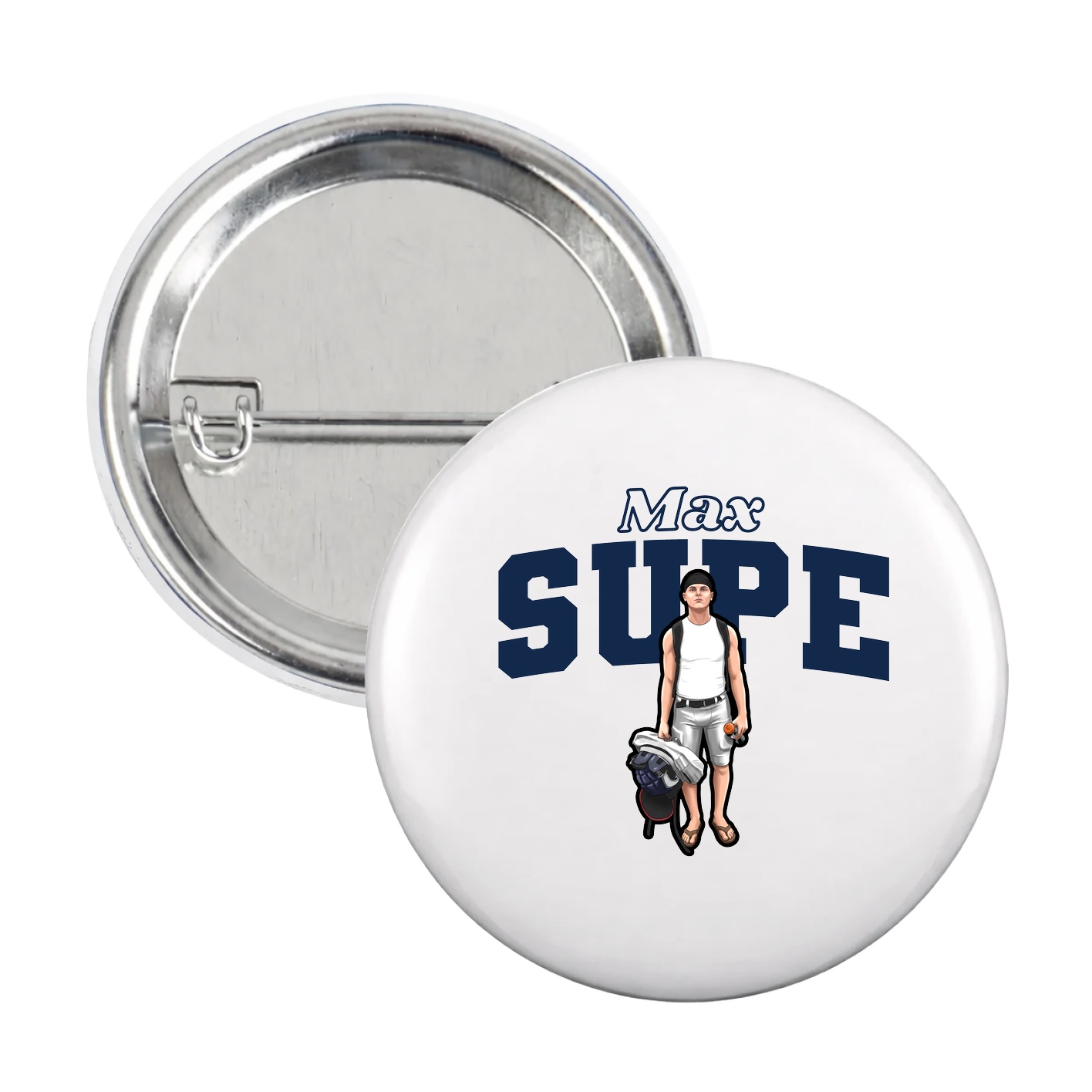 Game Day Button — Name Arch in White