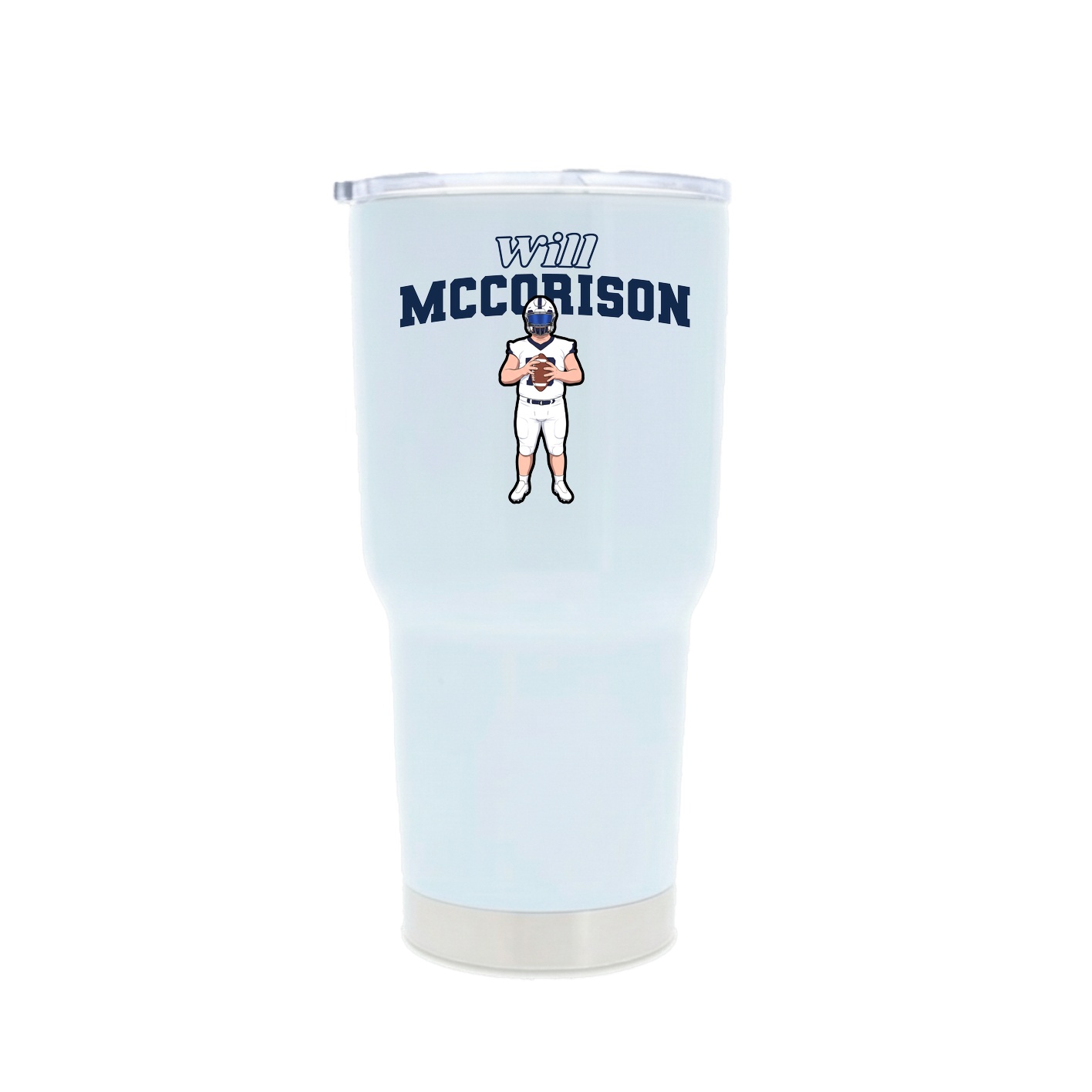 30oz Stainless Steel Tumbler — Name Arch in White