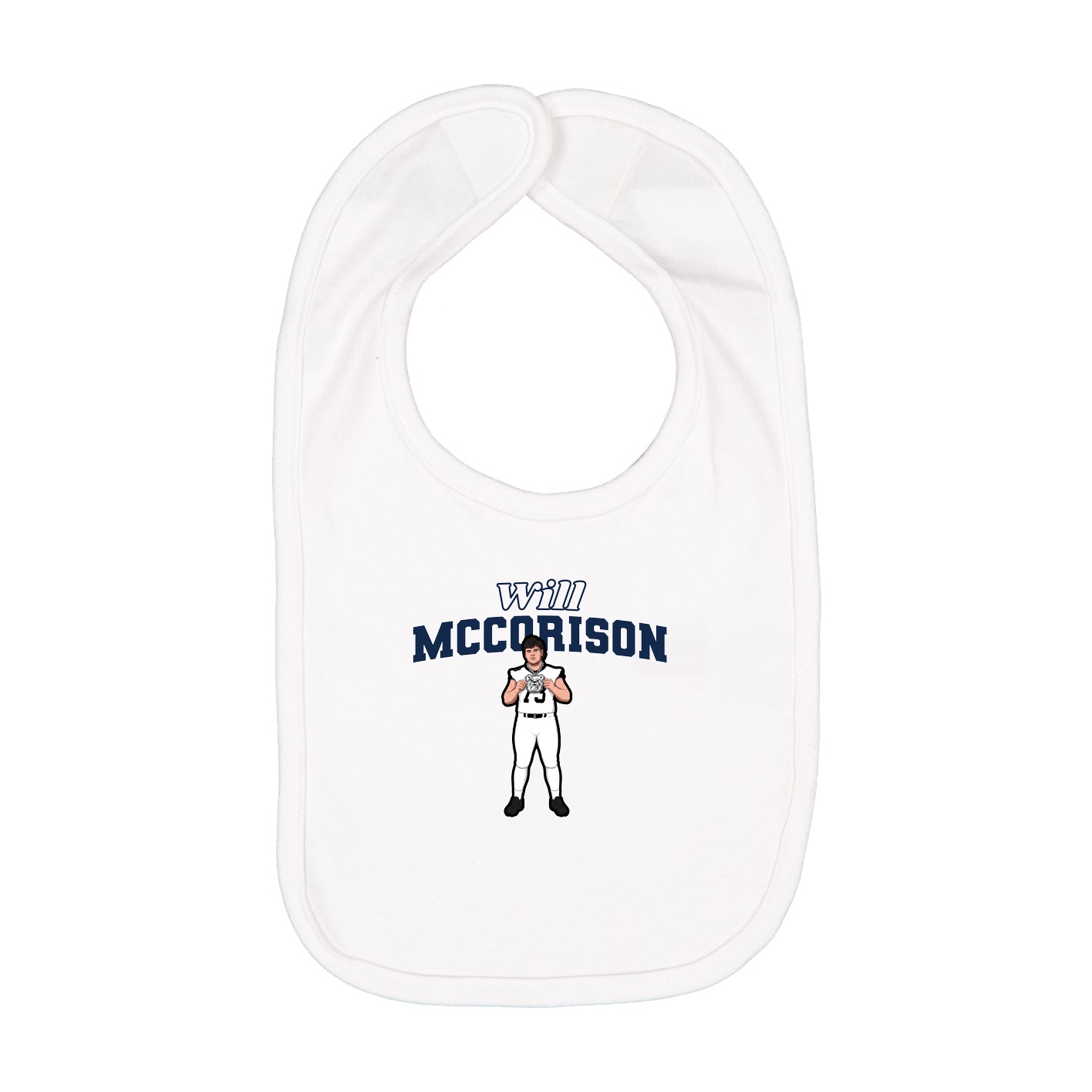 Infant Bib — Name Arch in White