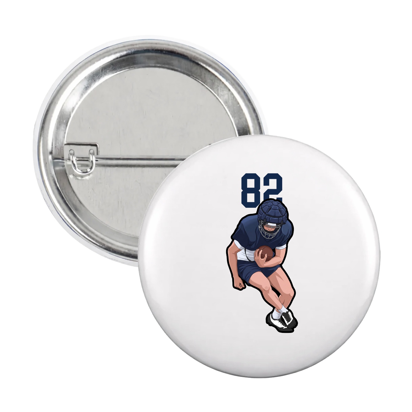 Game Day Button — Number Top in White