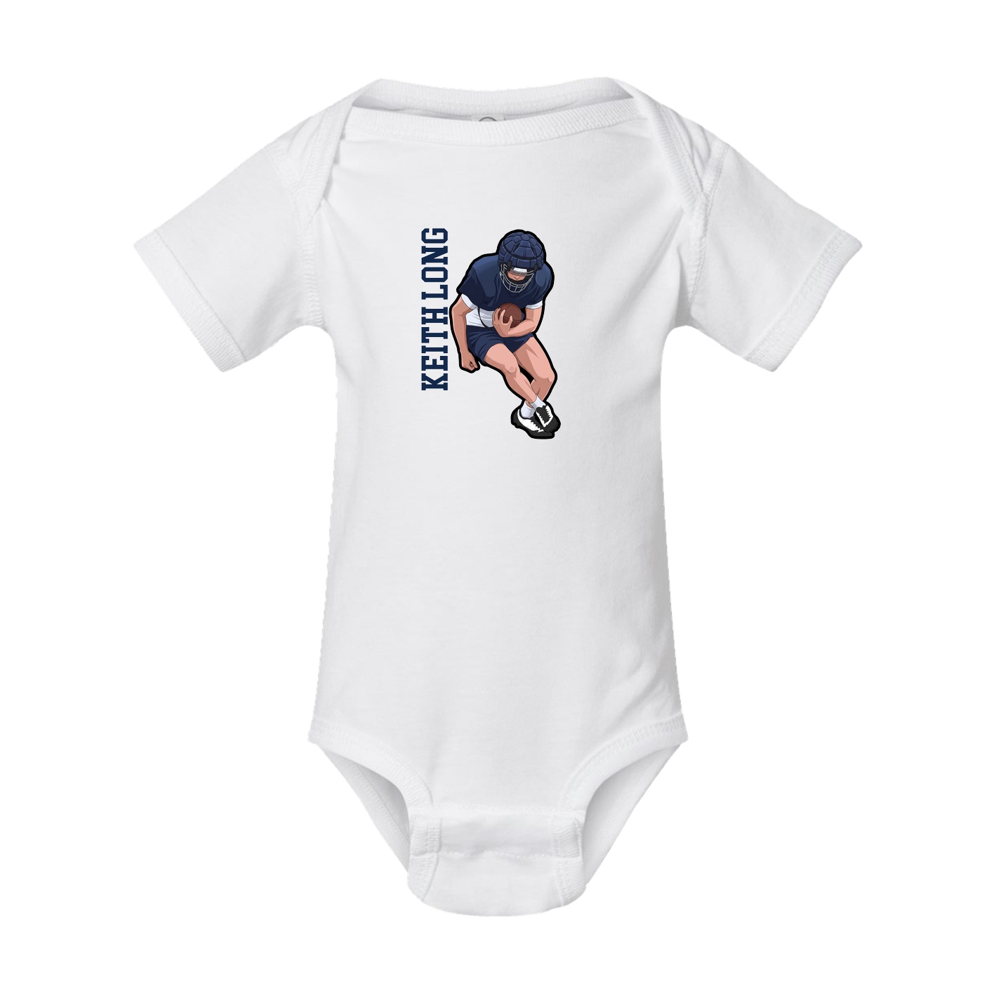 Baby Onesie — Name Vertical in White