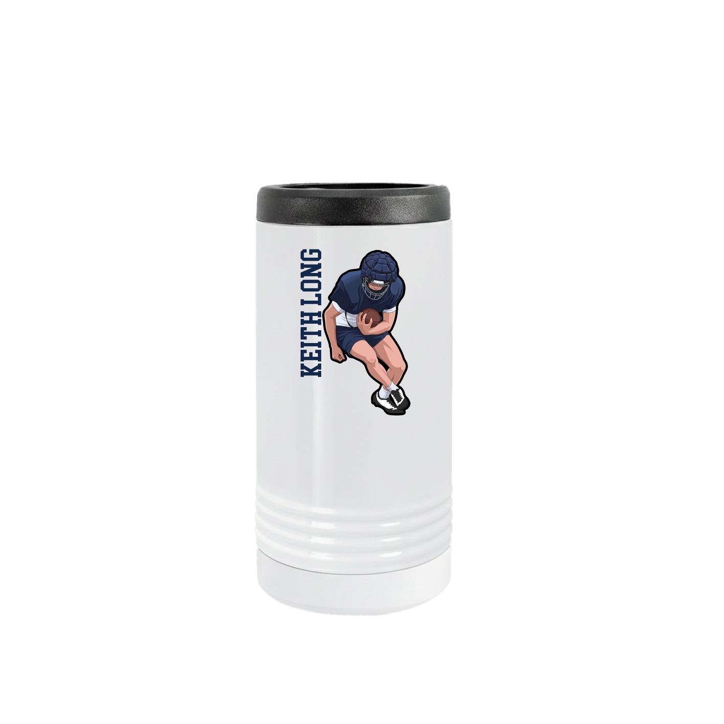 Slim Beverage Holder — Name Vertical in White
