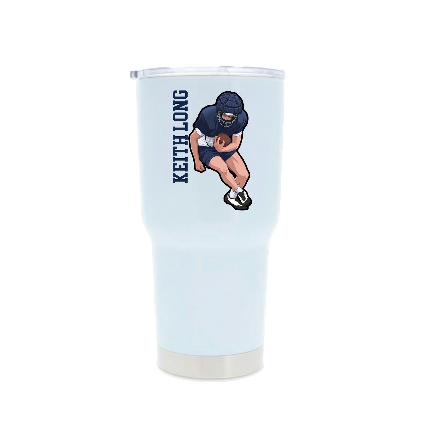 30oz Stainless Steel Tumbler — Name Vertical in White