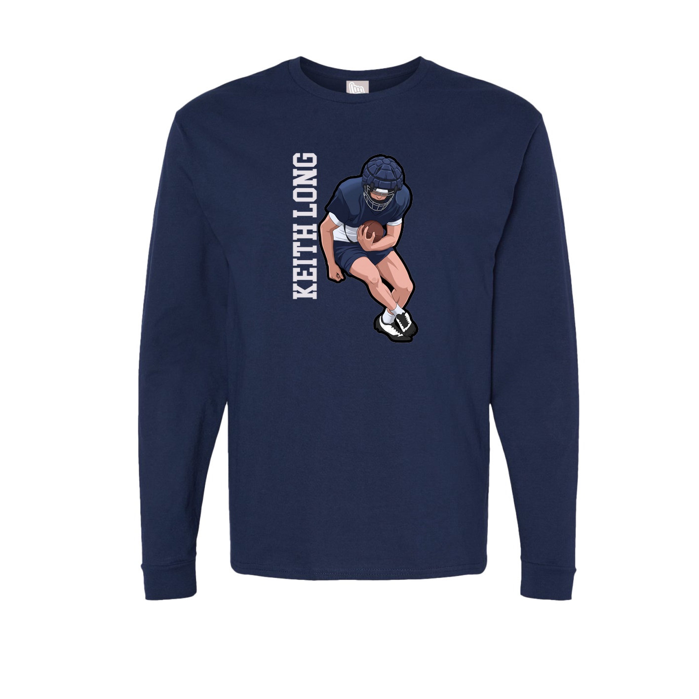 Long Sleeve Tee — Name Vertical in Navy