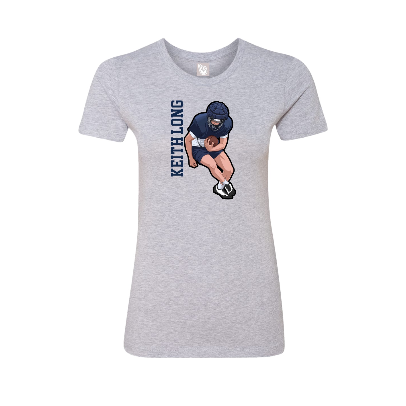 Fitted Women's Tee — Name Vertical in Grey