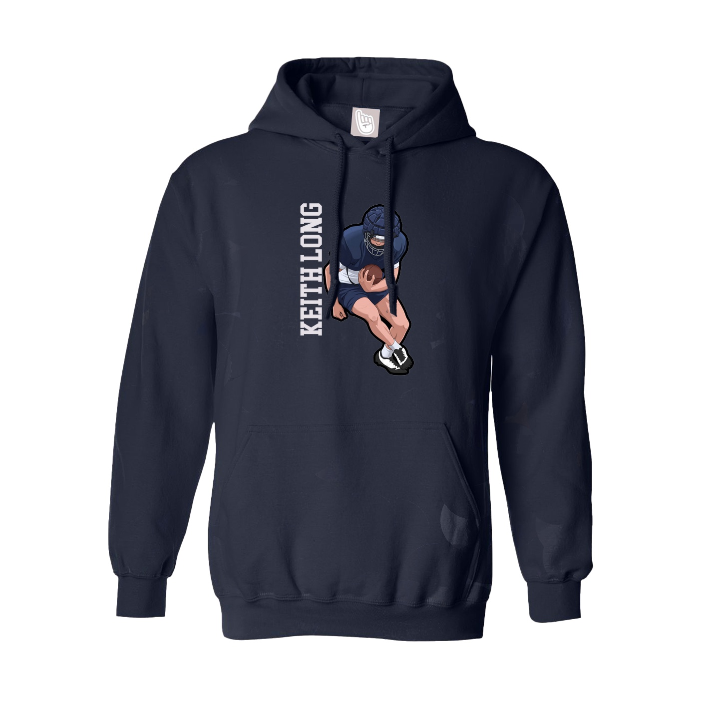Hoodie — Name Vertical in Navy