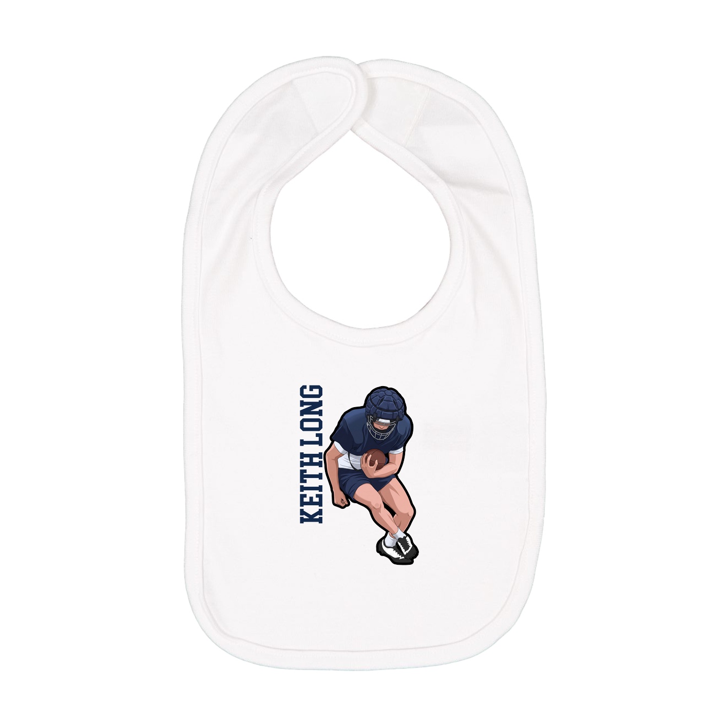 Infant Bib — Name Vertical in White