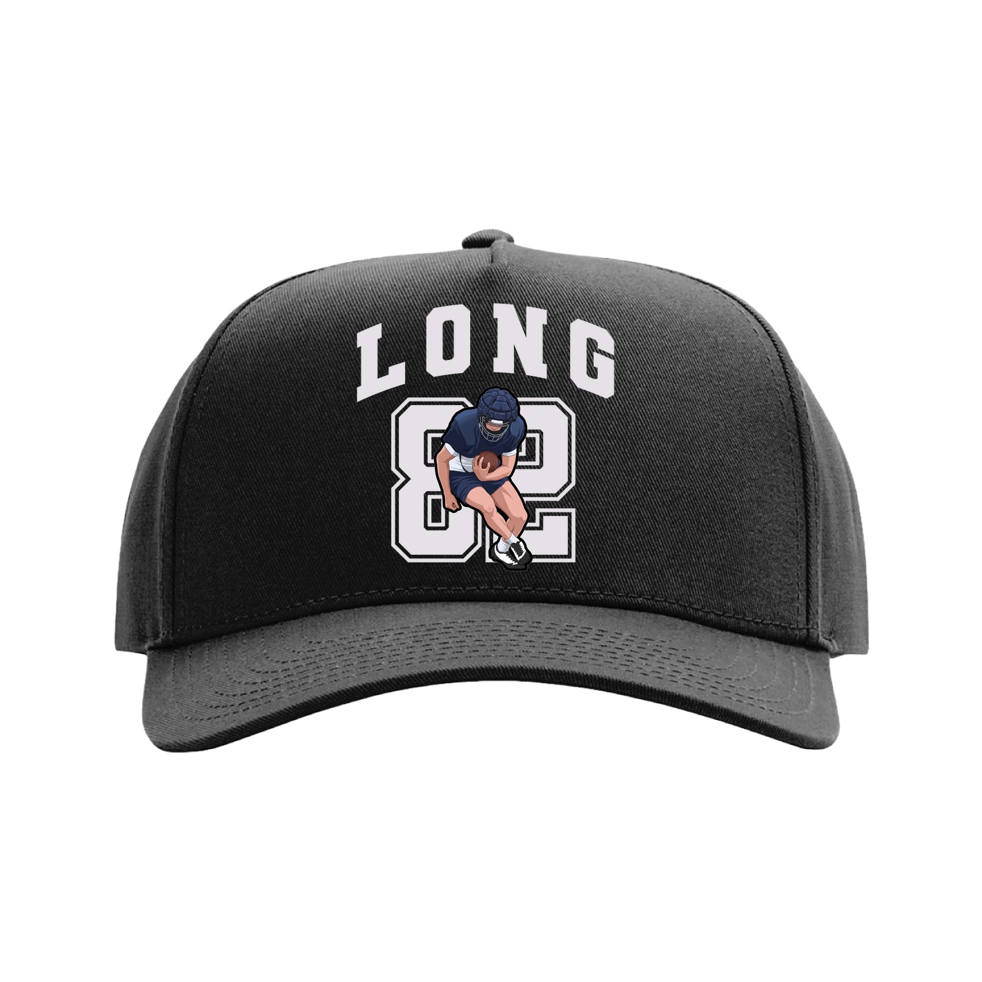 Full Fabric Five-Panel Champ Cap — Number in Black