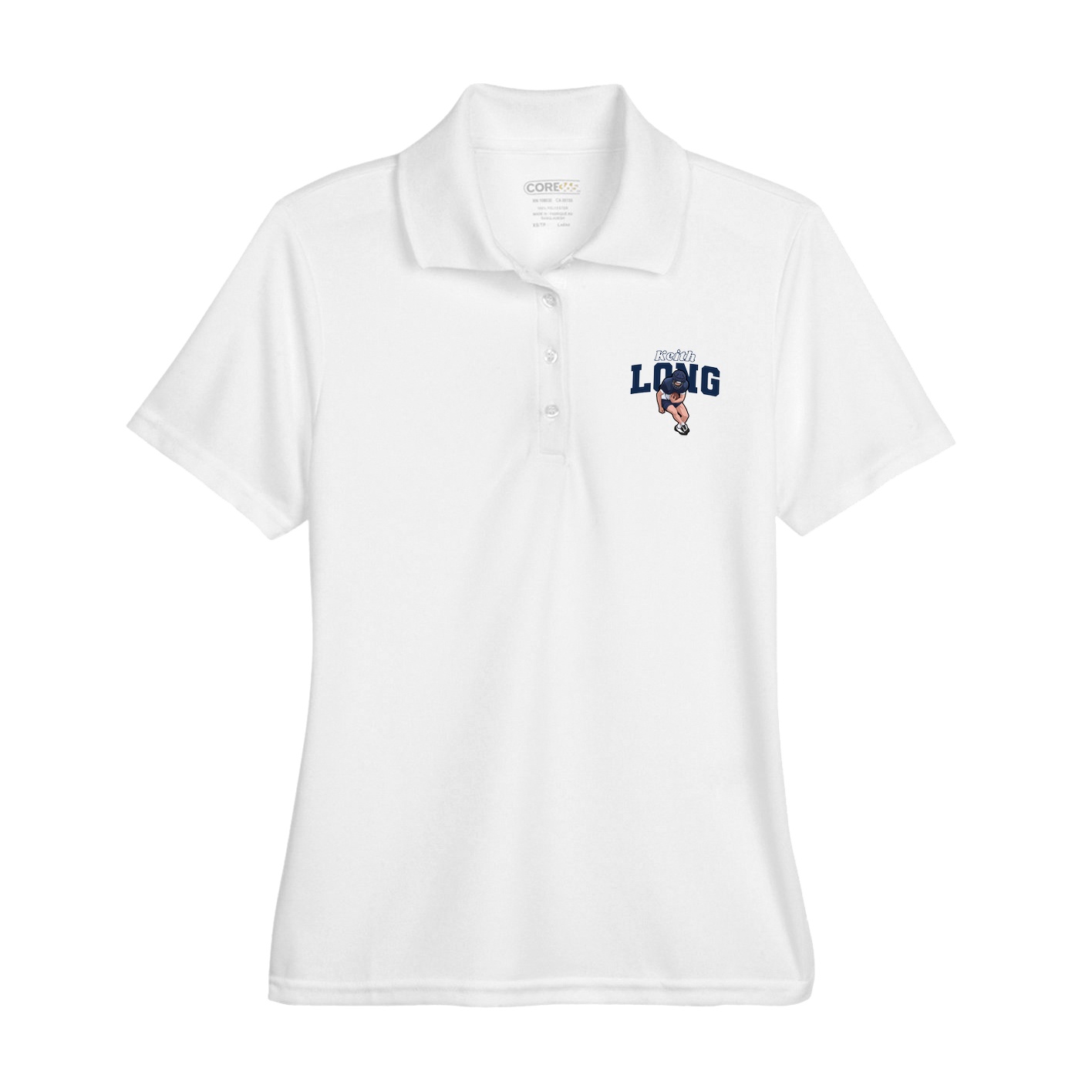 Womens Performance Polo — Name Arch in White